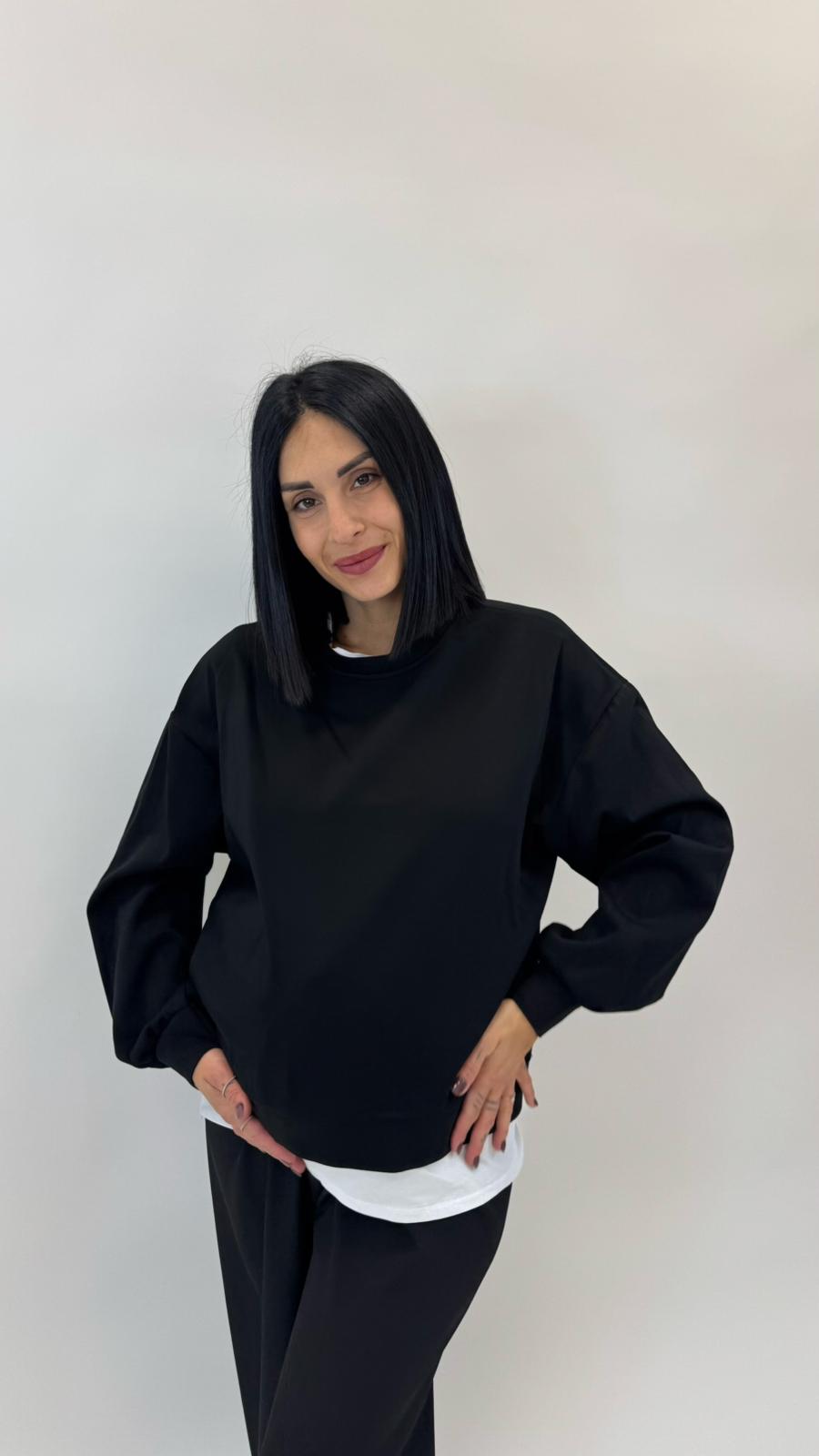 Felpa Con Maglia Over Nera