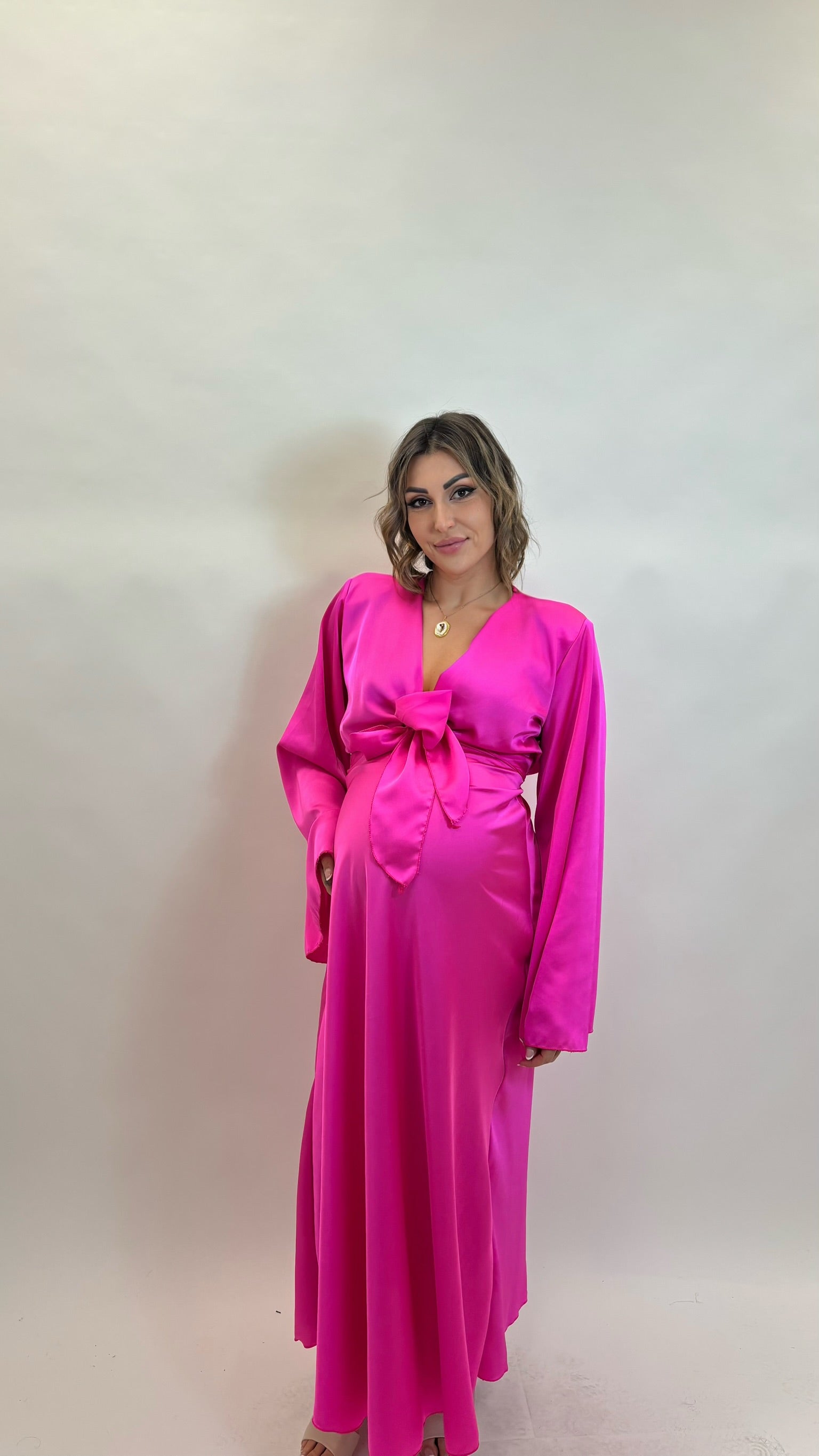Set Silk Top & Skirt Pink