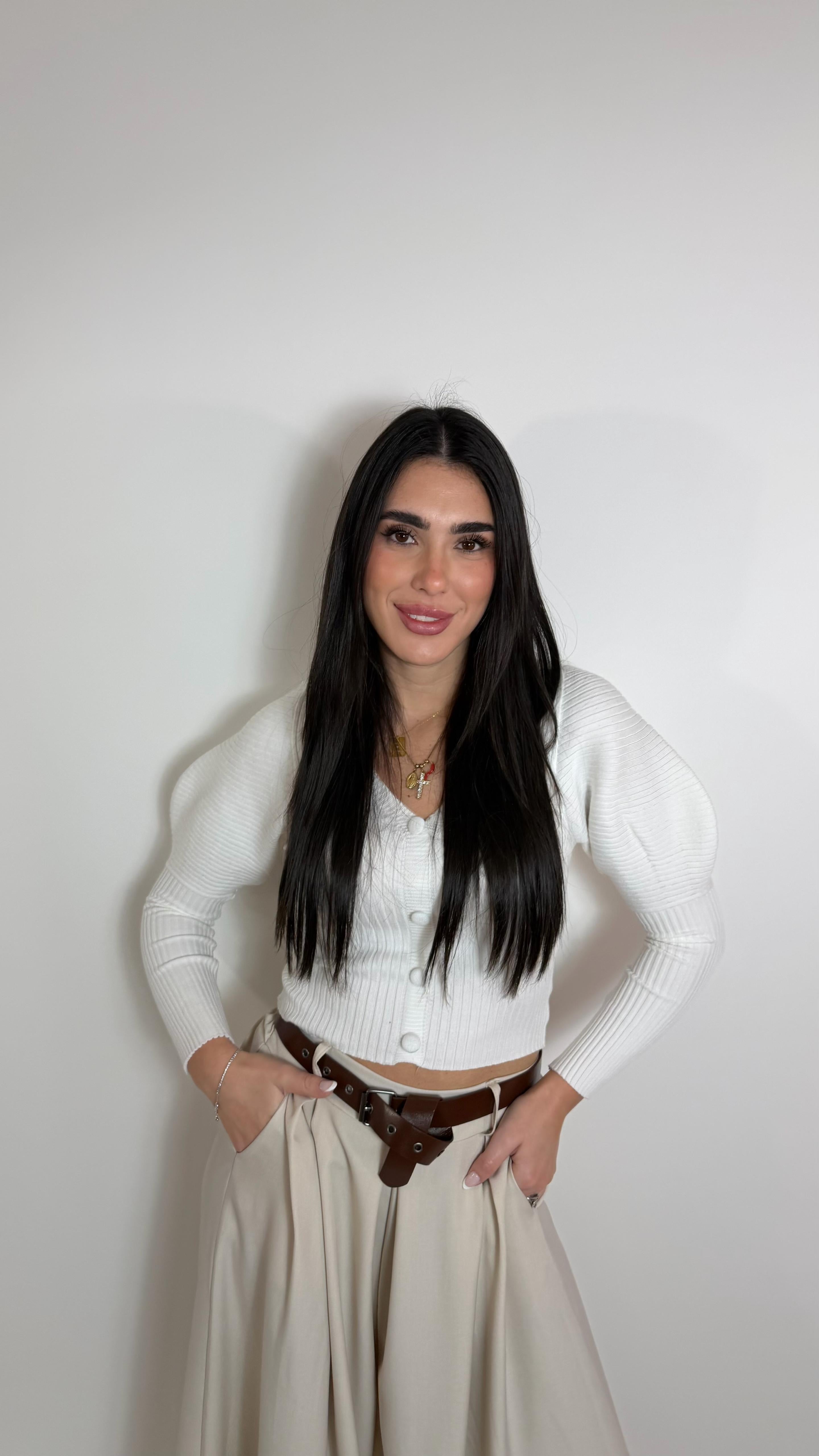 Pull Rib Knit Bianco