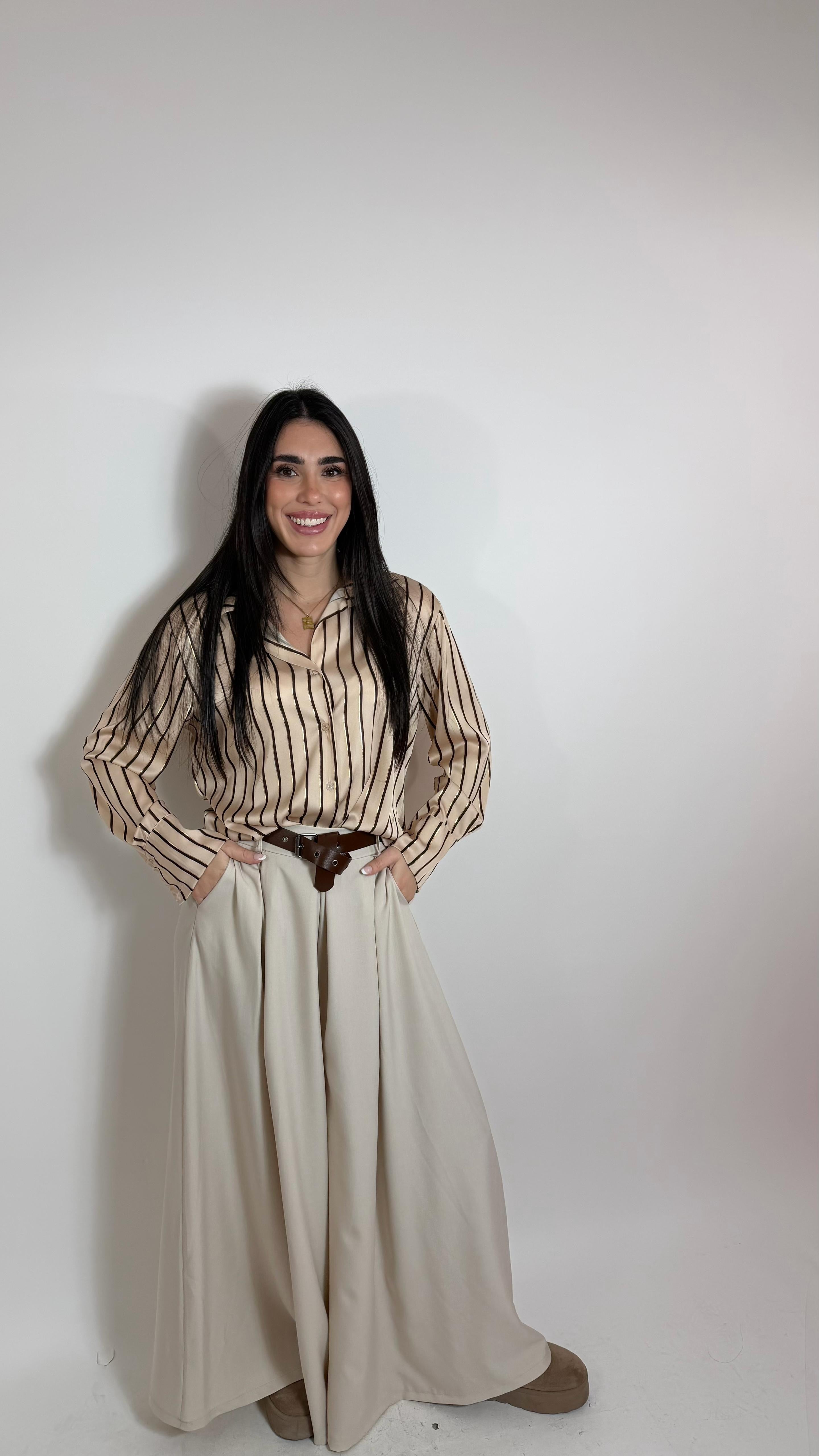 Pantalone Ampio Con Cinta Nude