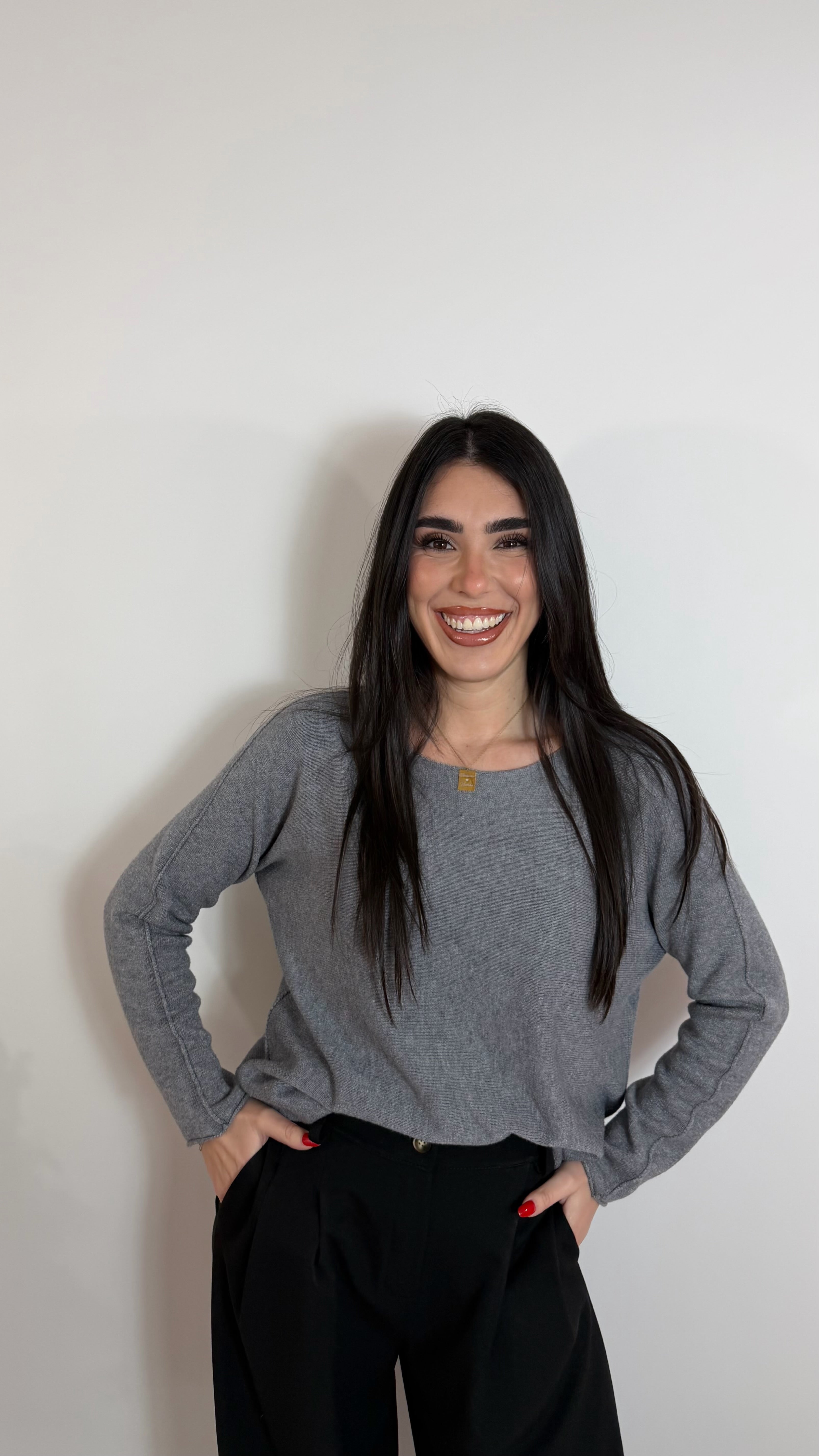 Pull Viscosa Girocollo Grigio Perla