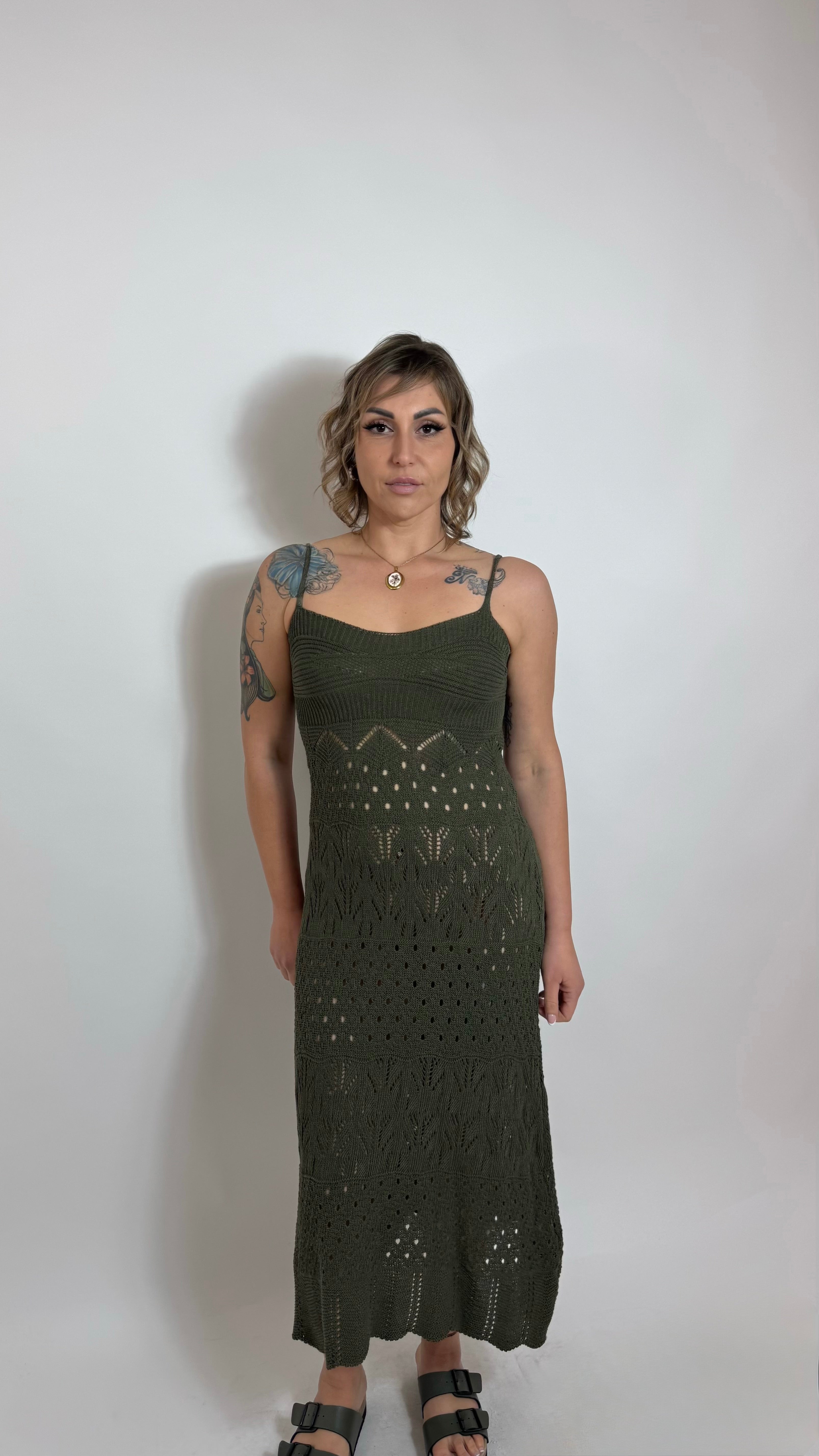 Abito Panarea Crochet Minimal Verde Utility