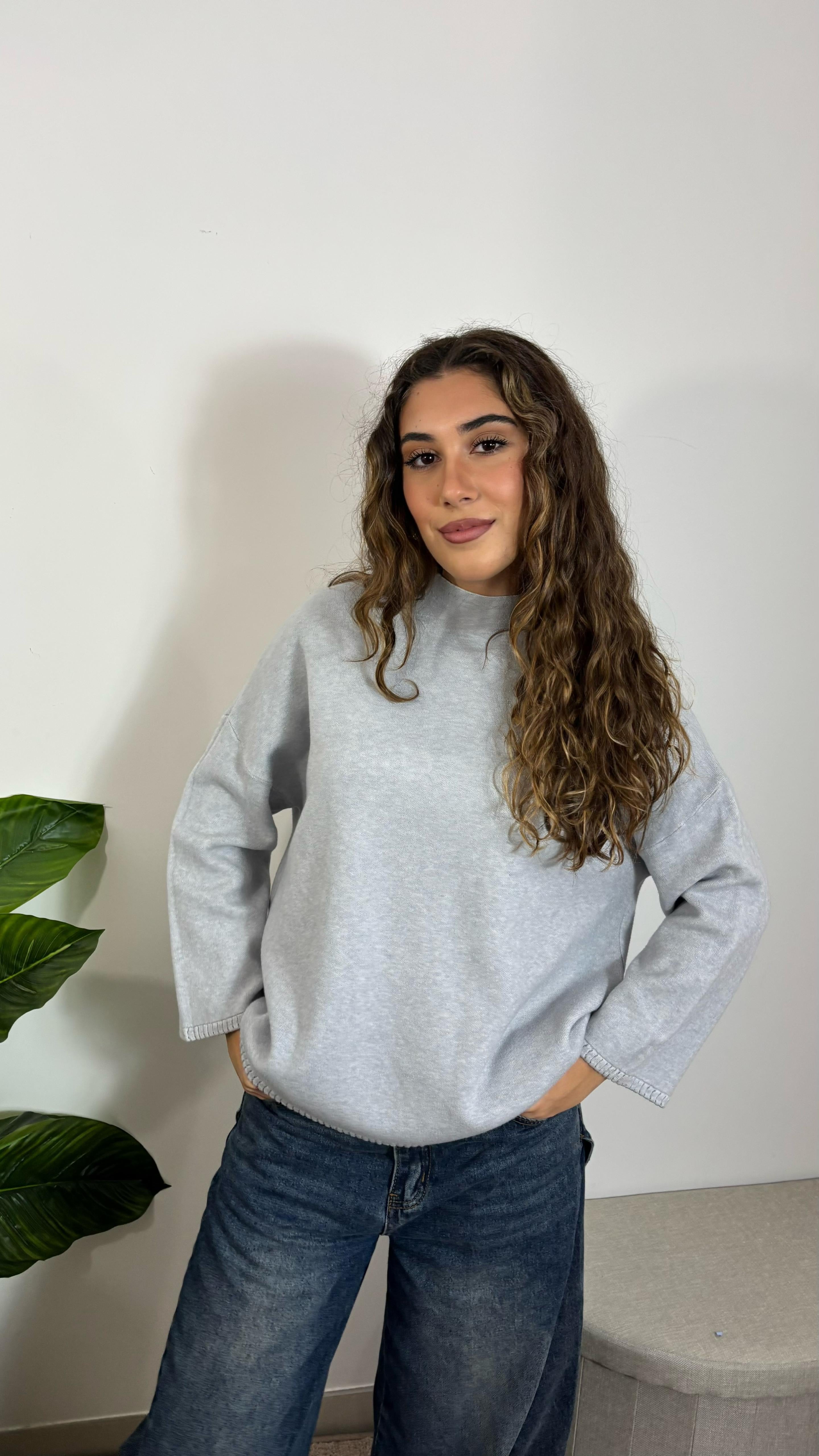 Pull Bordi Lavorati Grigio Perla