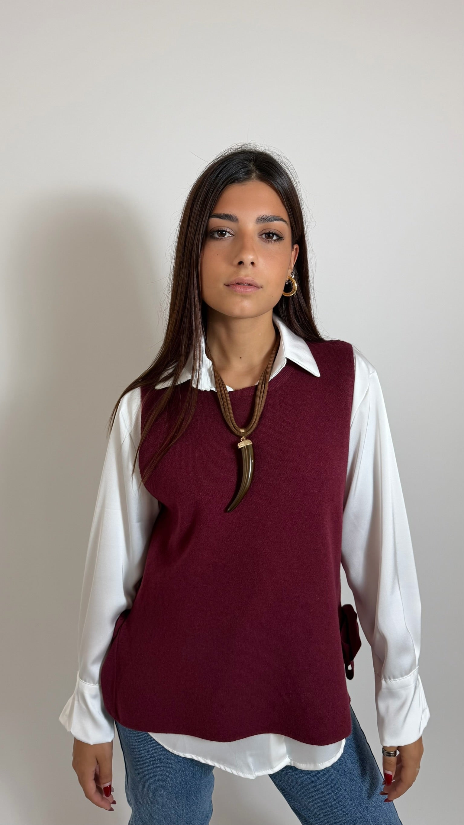 Gilet Side Bow Rosso India
