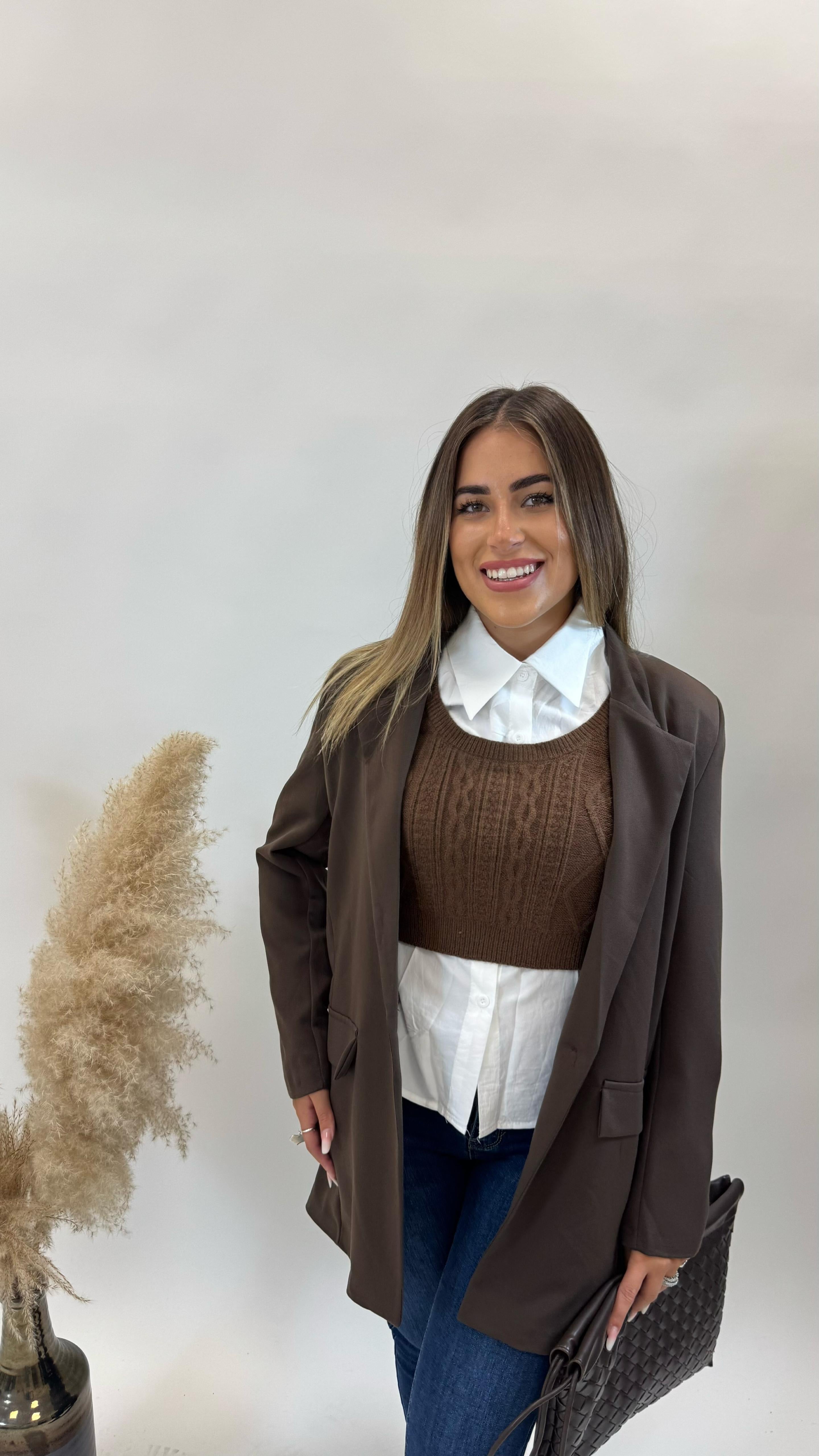 Camicia Gilet Cucito Choco