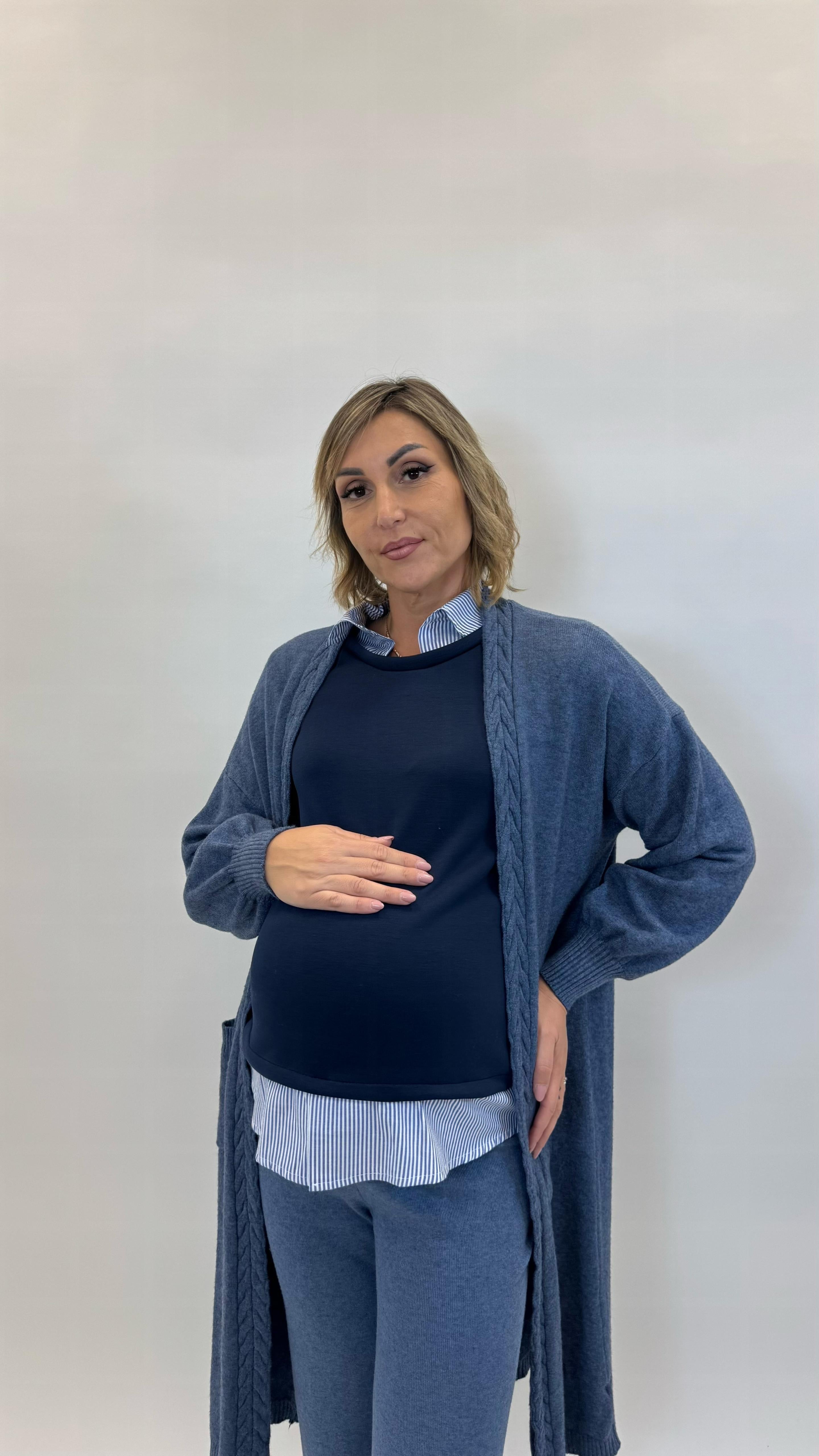 Cardigan Treccia Long Ceruleo