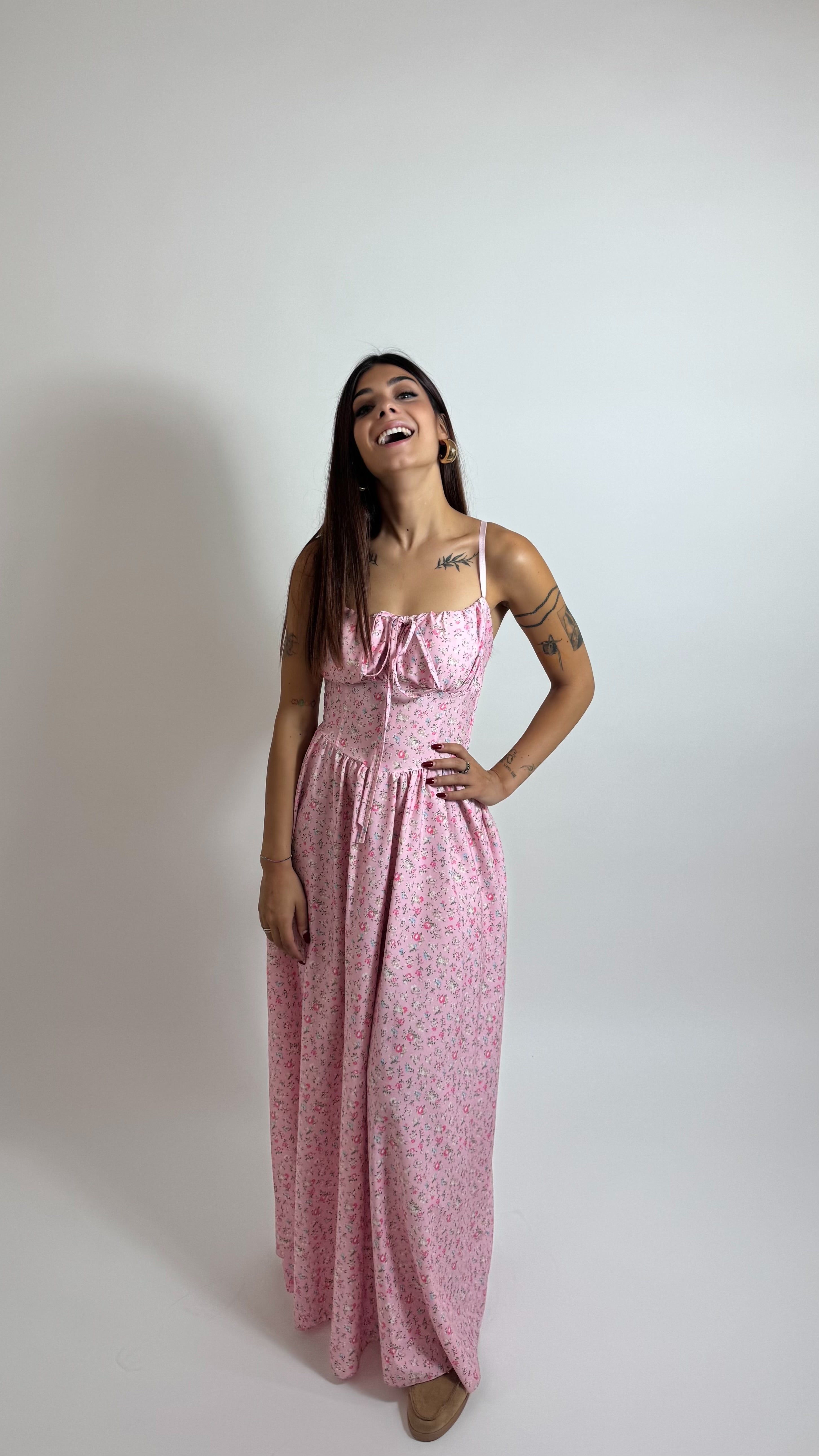 Abito Greta Flowers Pink