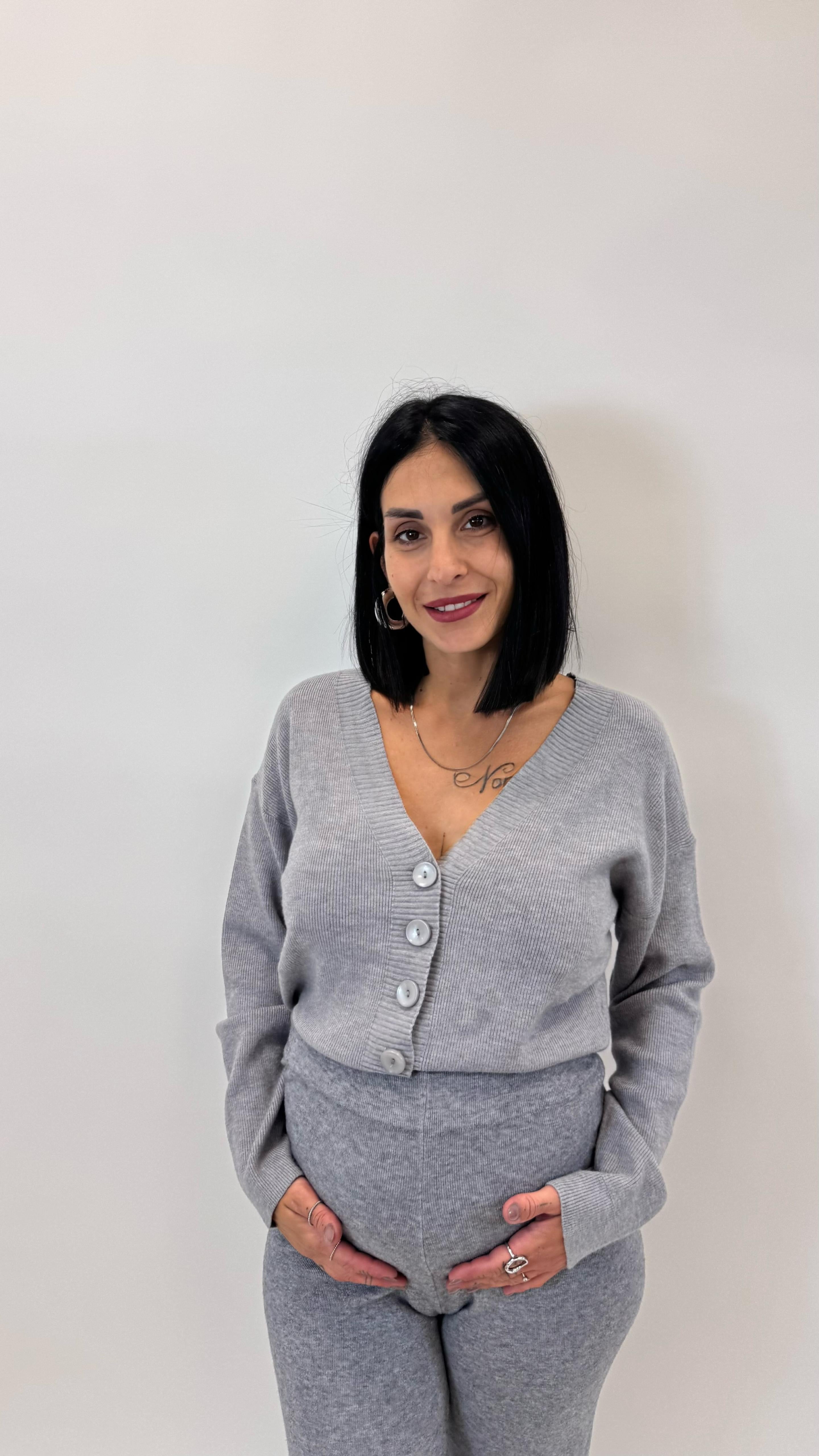 Pull Bottoncini Maglina Morbida Grigio Perla