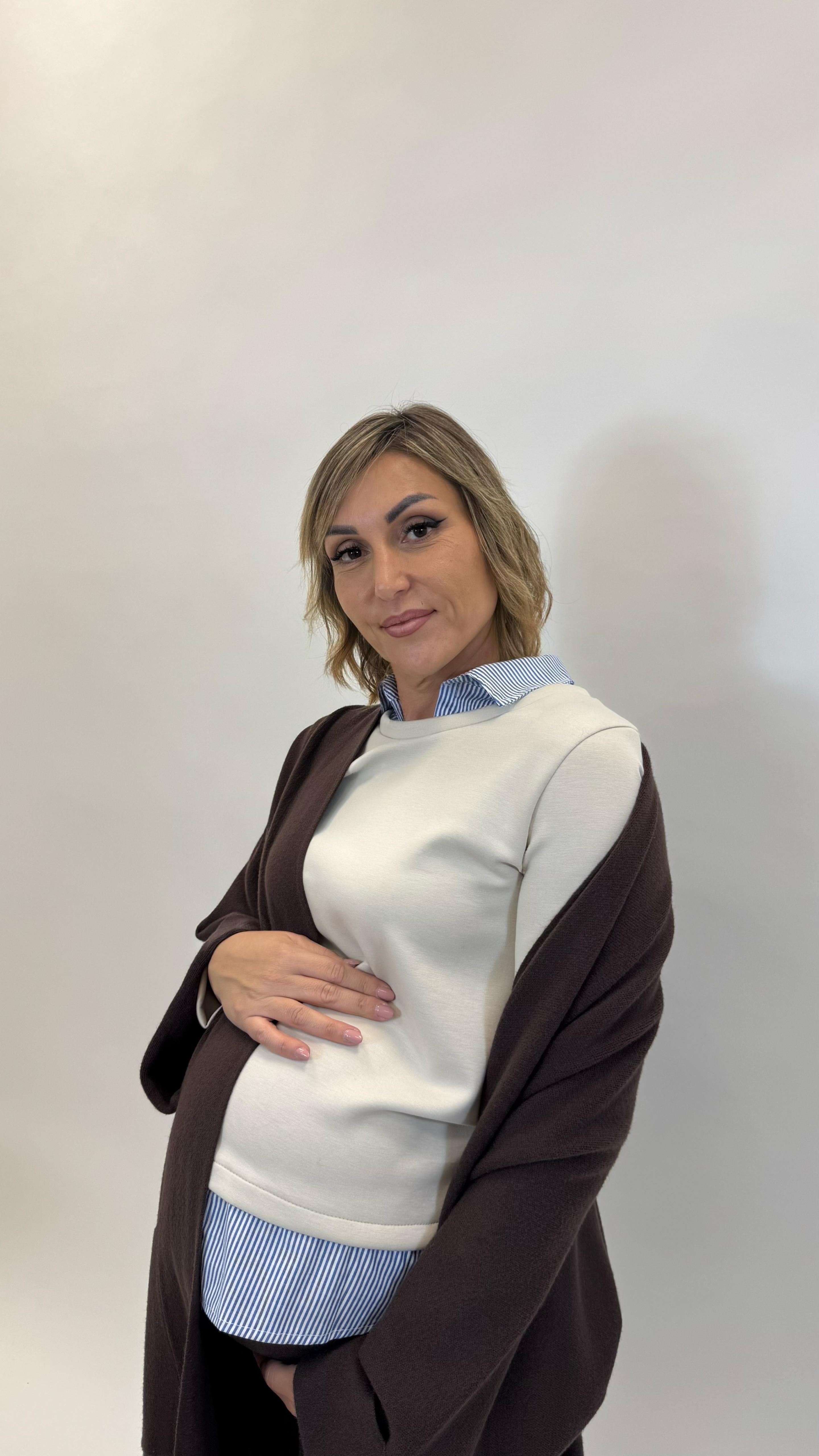 Felpa Camicia Cucita Burro