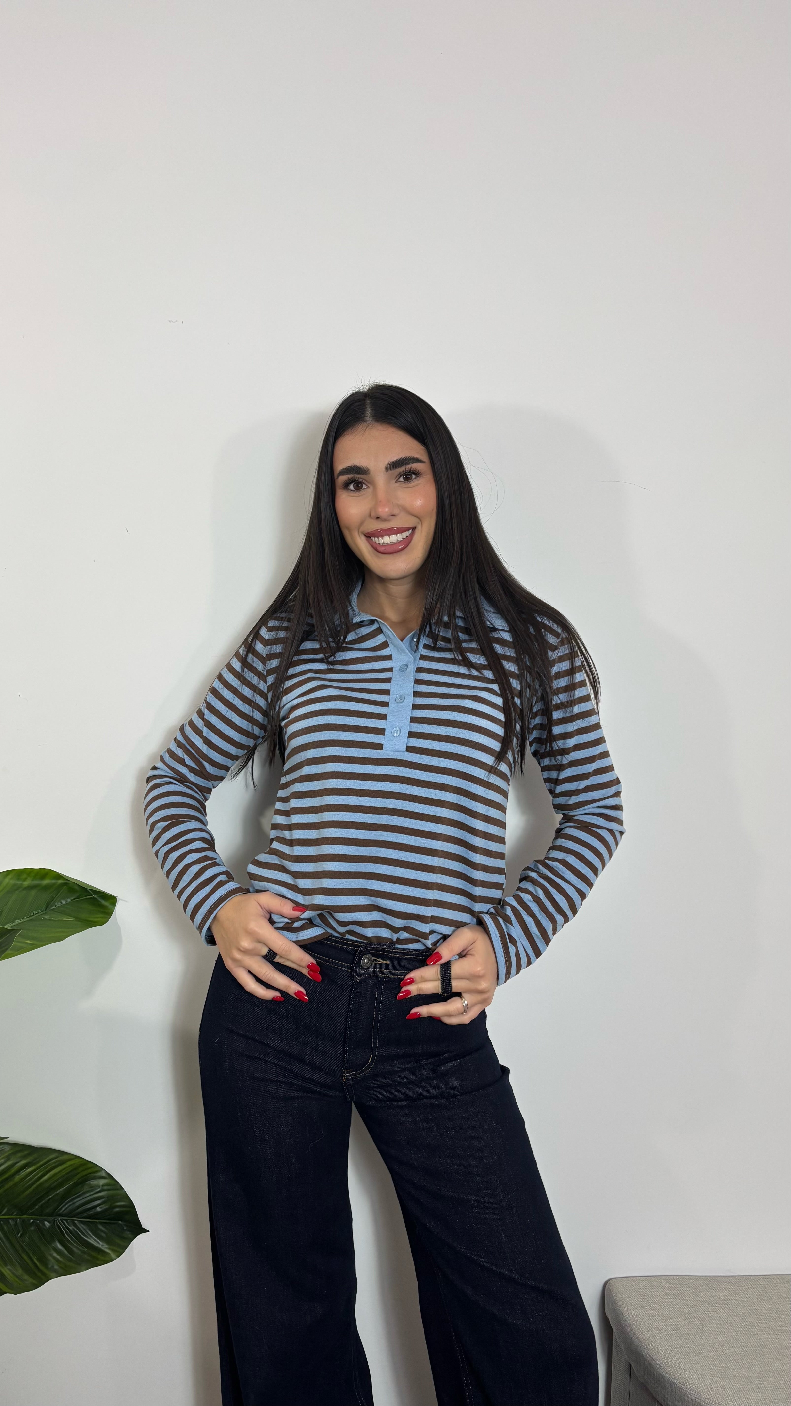 Maglia Polo Stripes Celeste