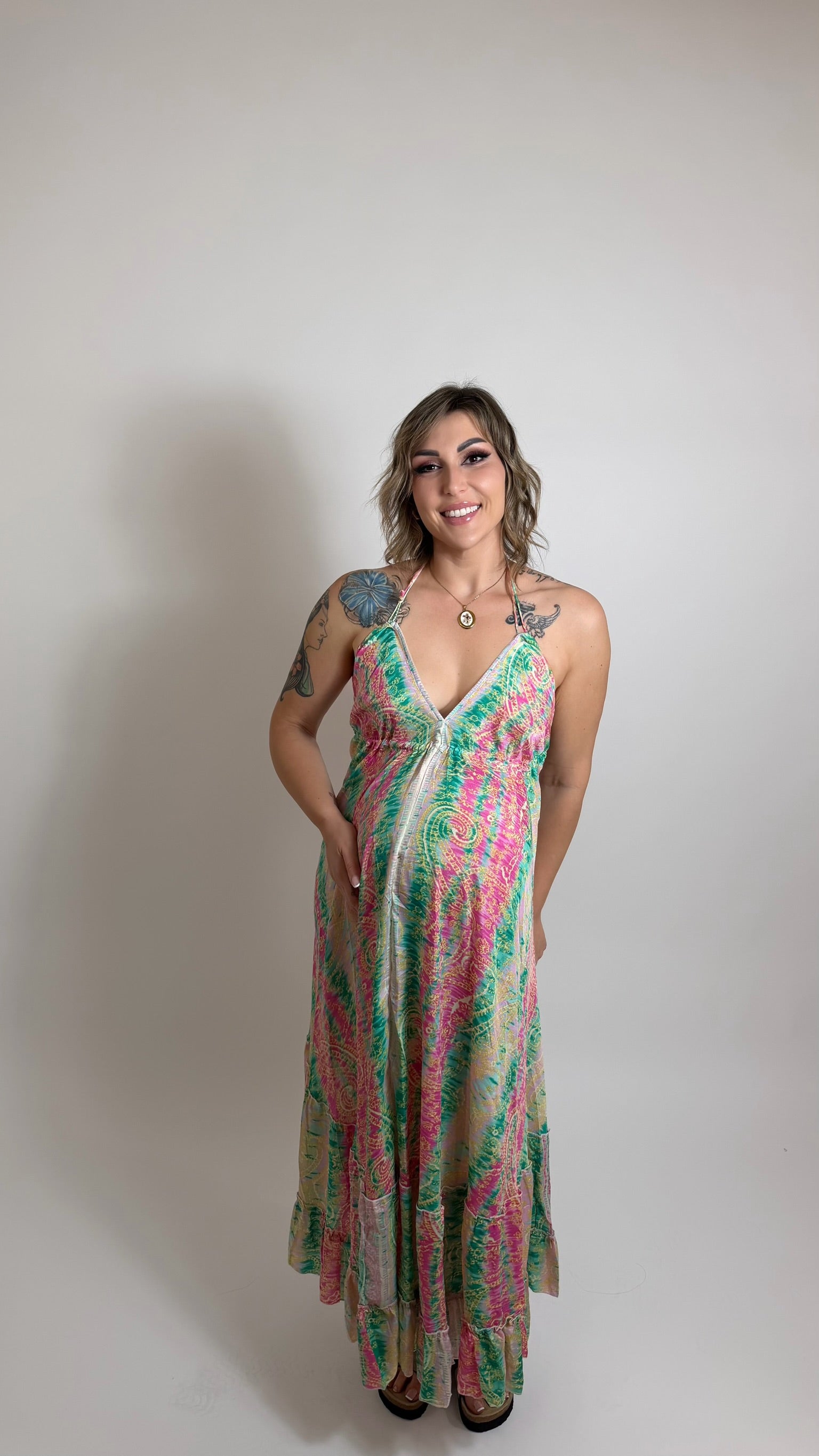 Abito Baleari Verde/Pink