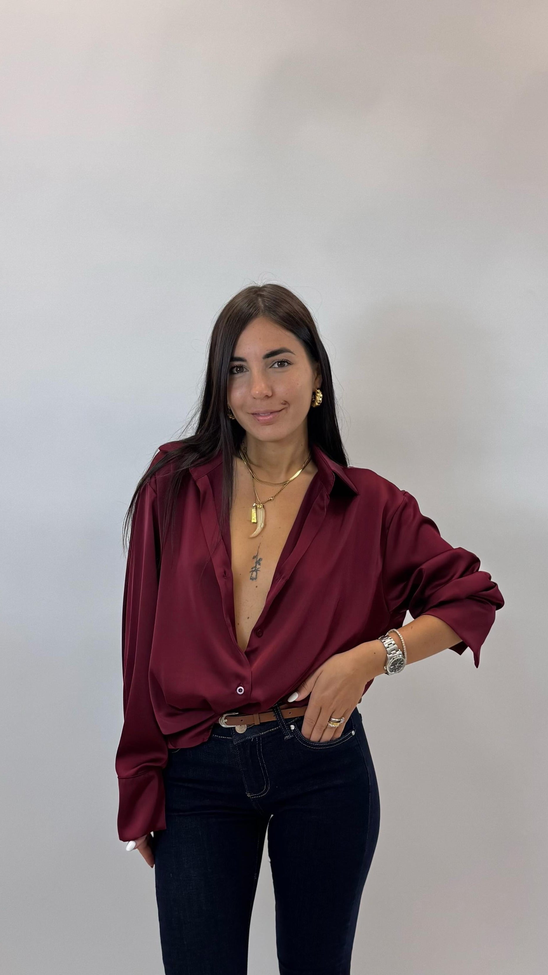 Camicia Silk Rosso India