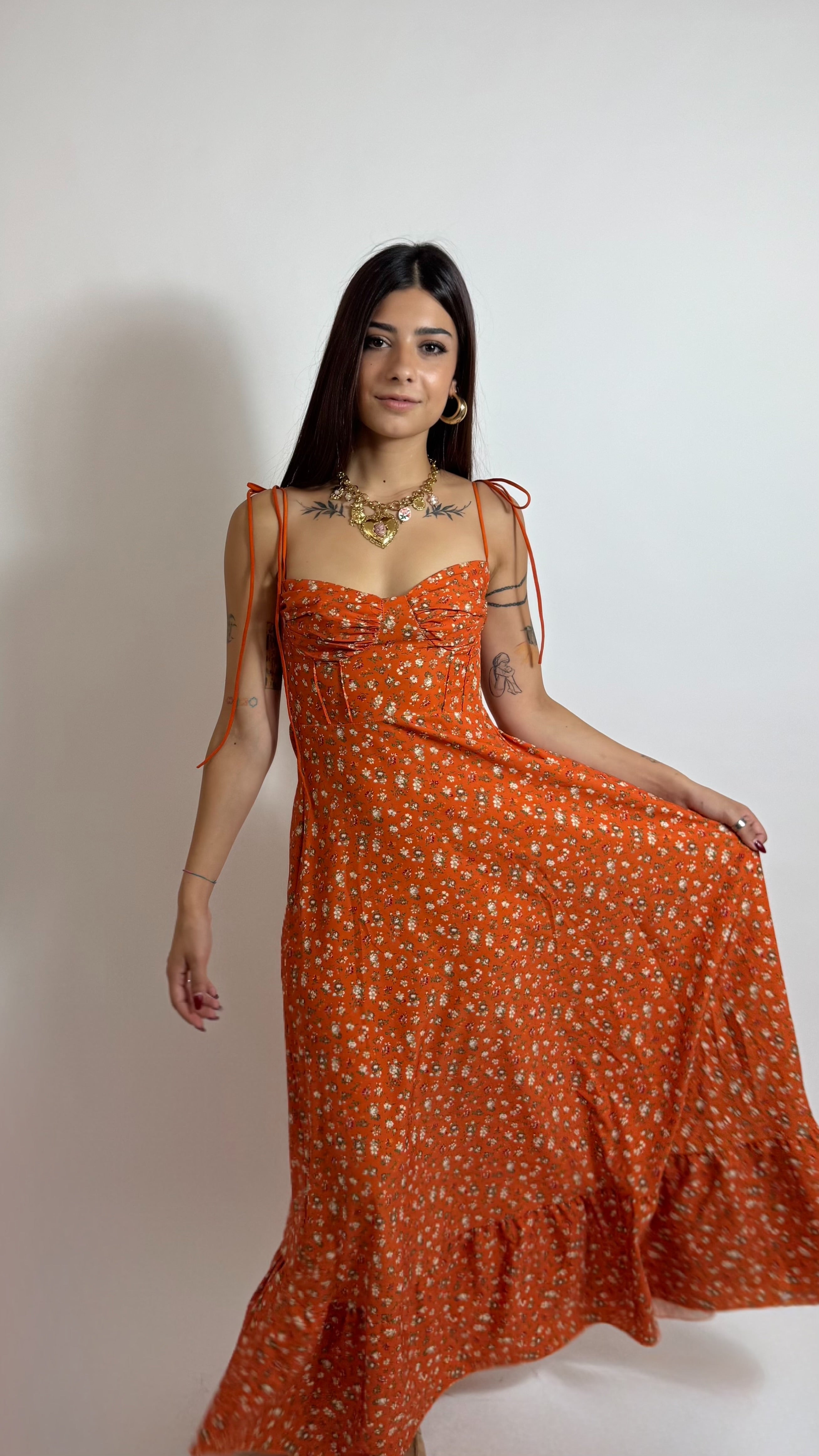 Abito Alice Flowers Orange