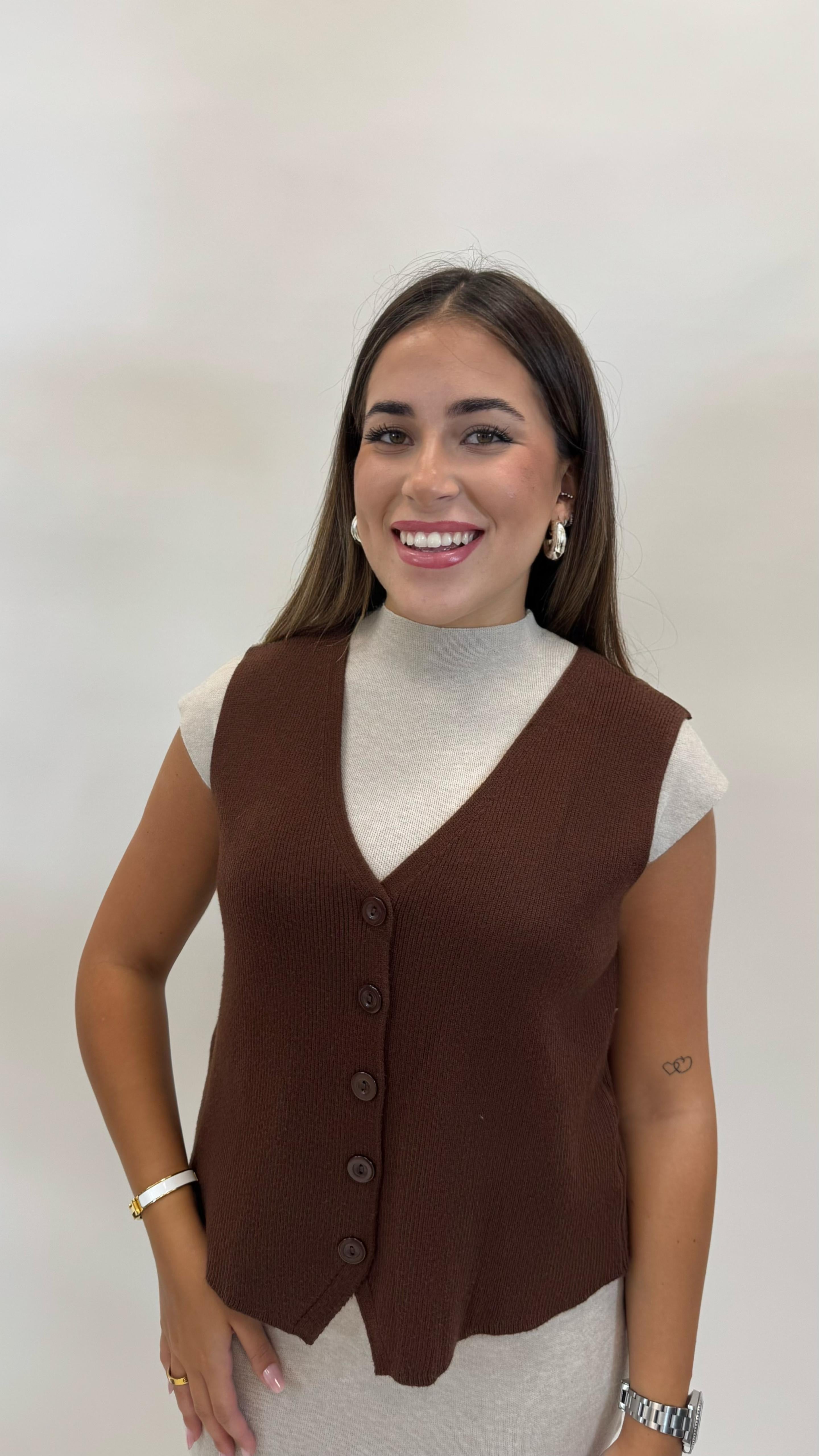 Gilet In Maglina Morbida Choco