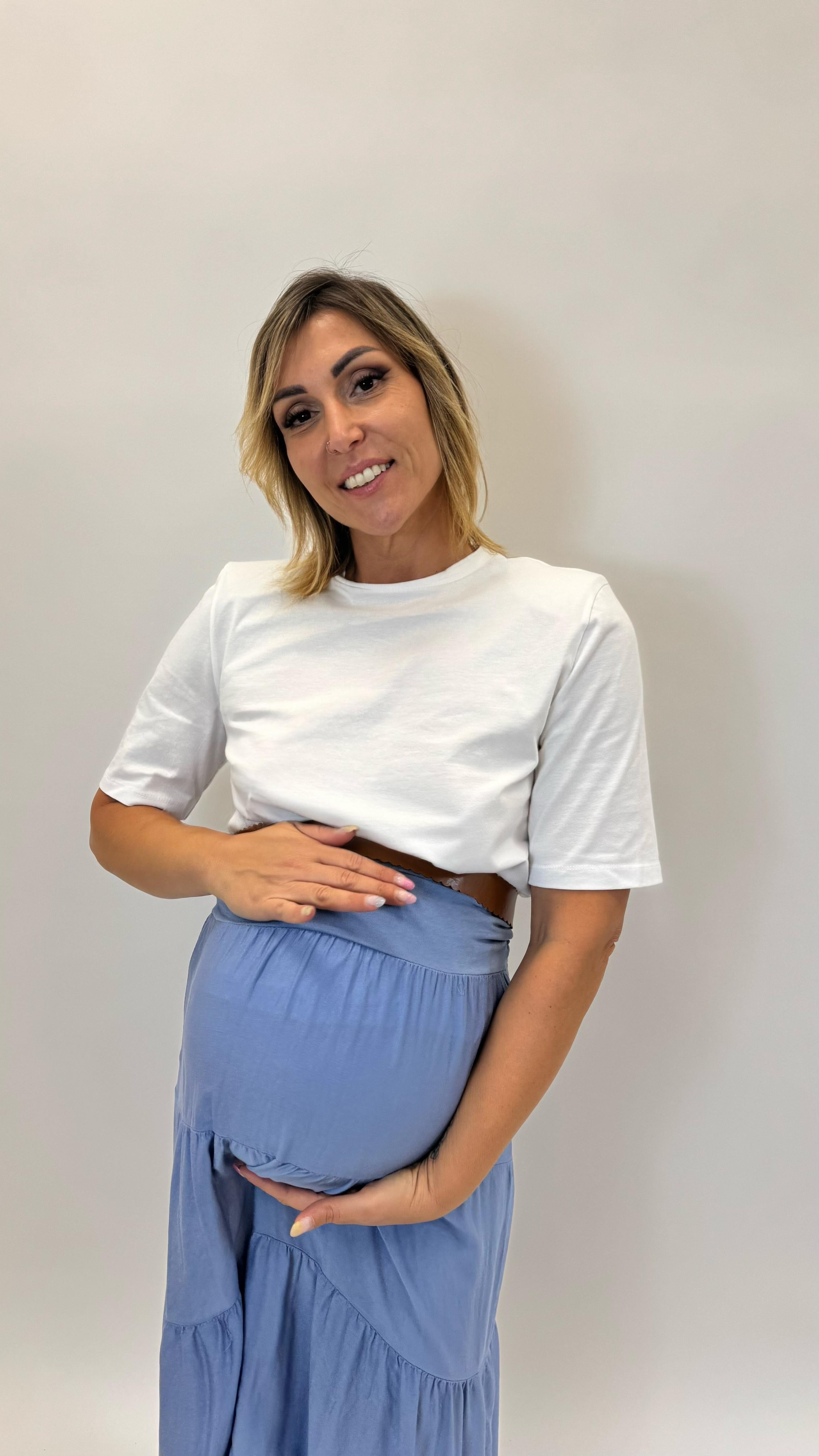 Gonnellone Cinta e Balze Azzurro Denim