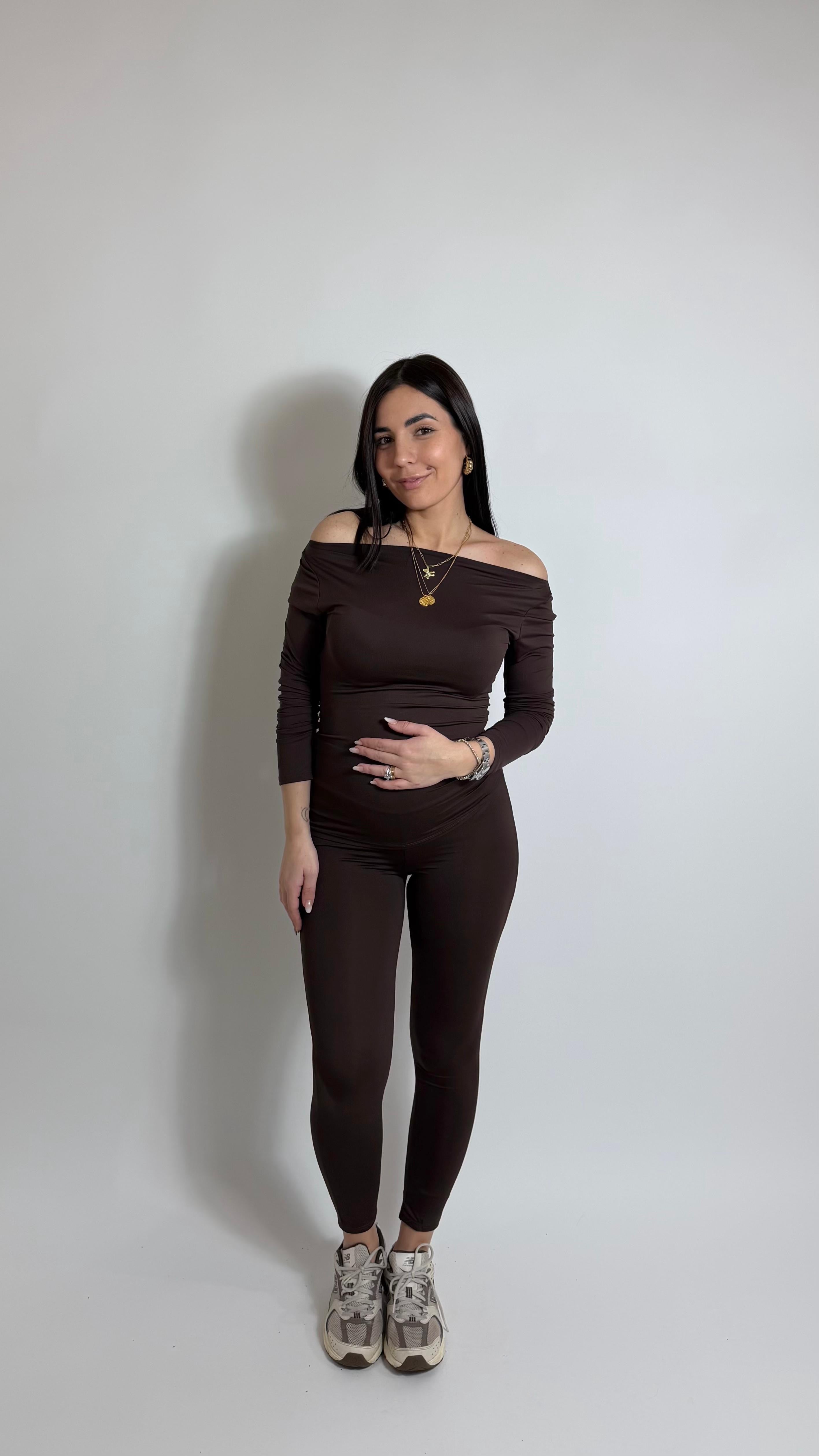 Maglia Second Skin Scollo Ampio / Choco