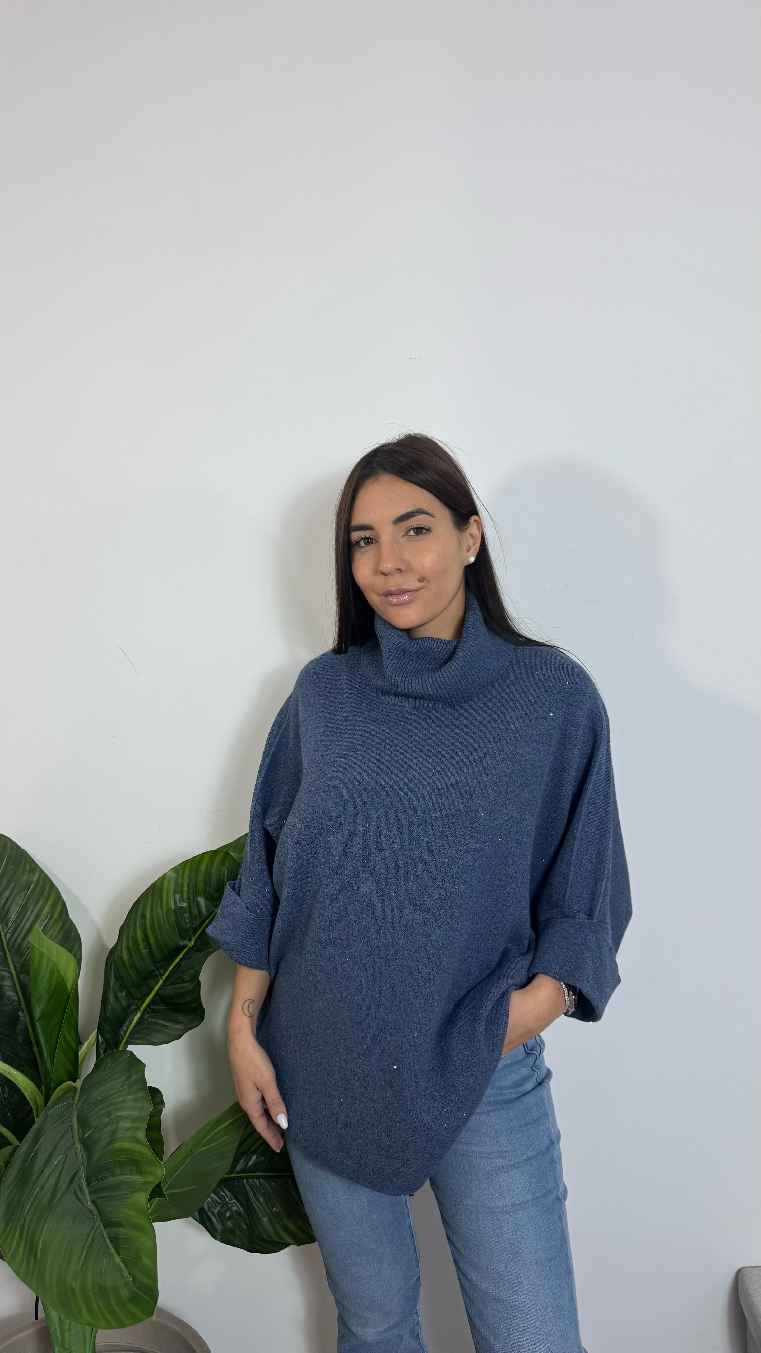 Pull Oversize Punti Luce Ceruleo