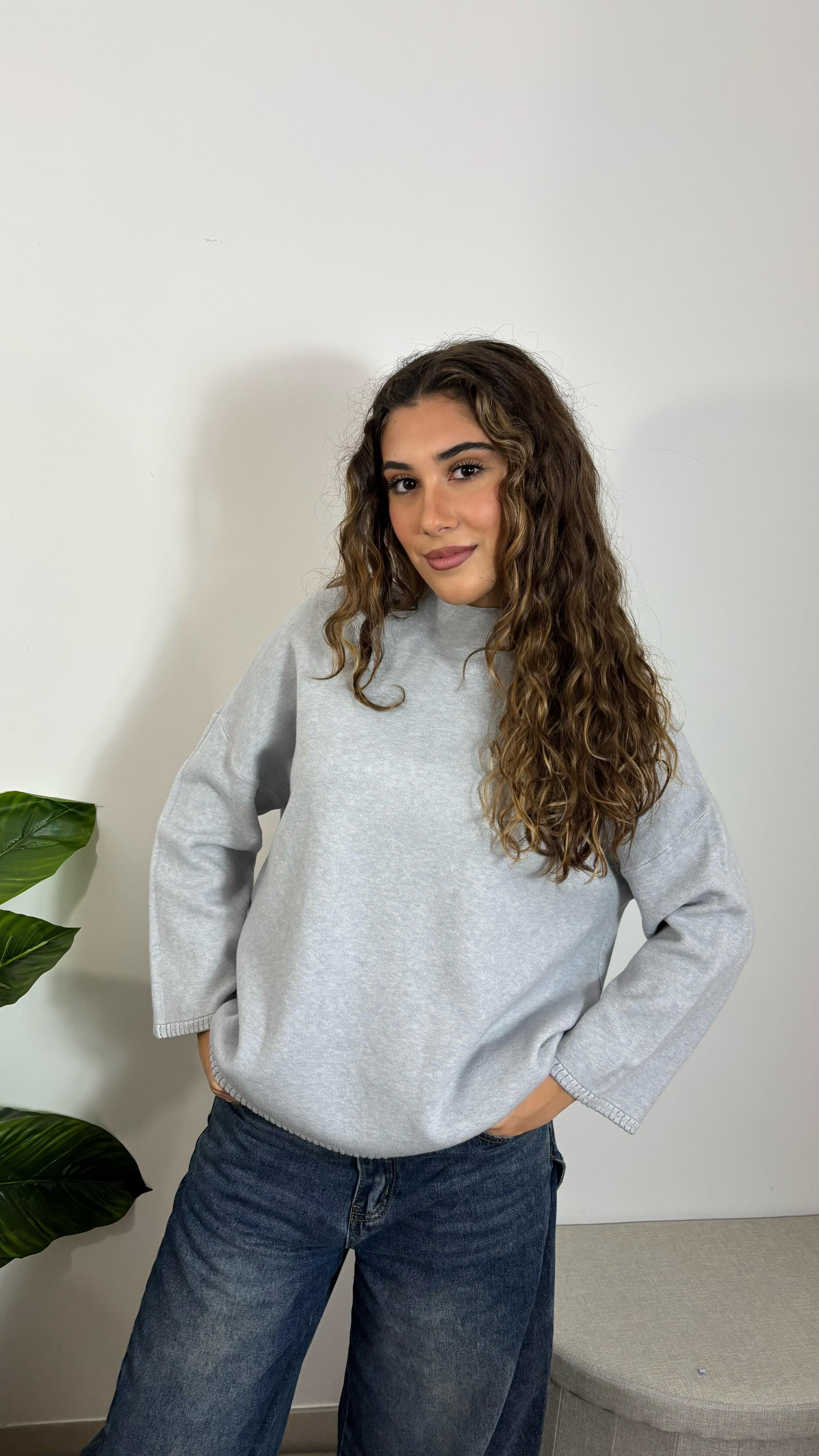 Pull Bordi Lavorati Grigio Perla