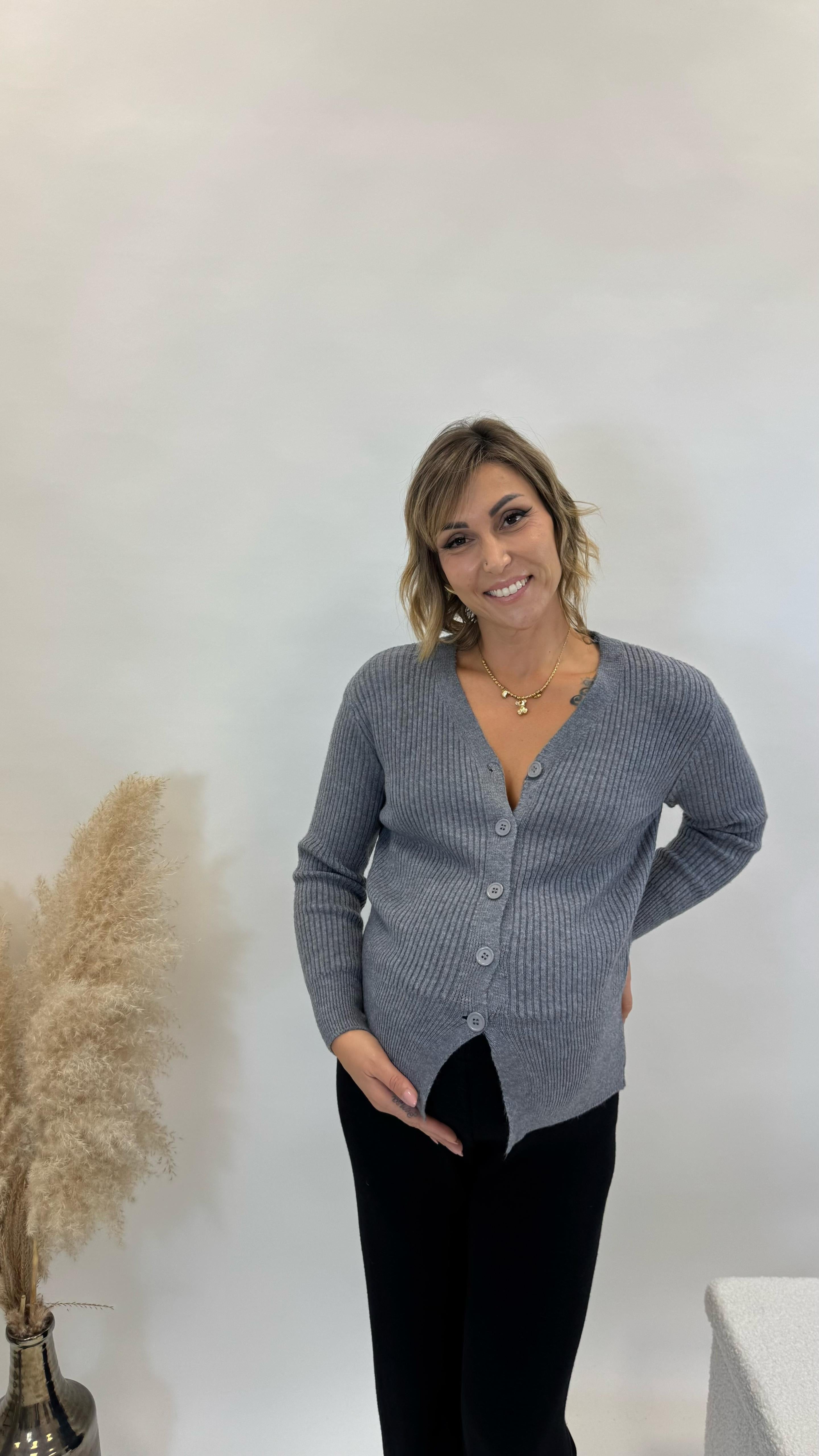 Cardigan Pull Grigio Perla