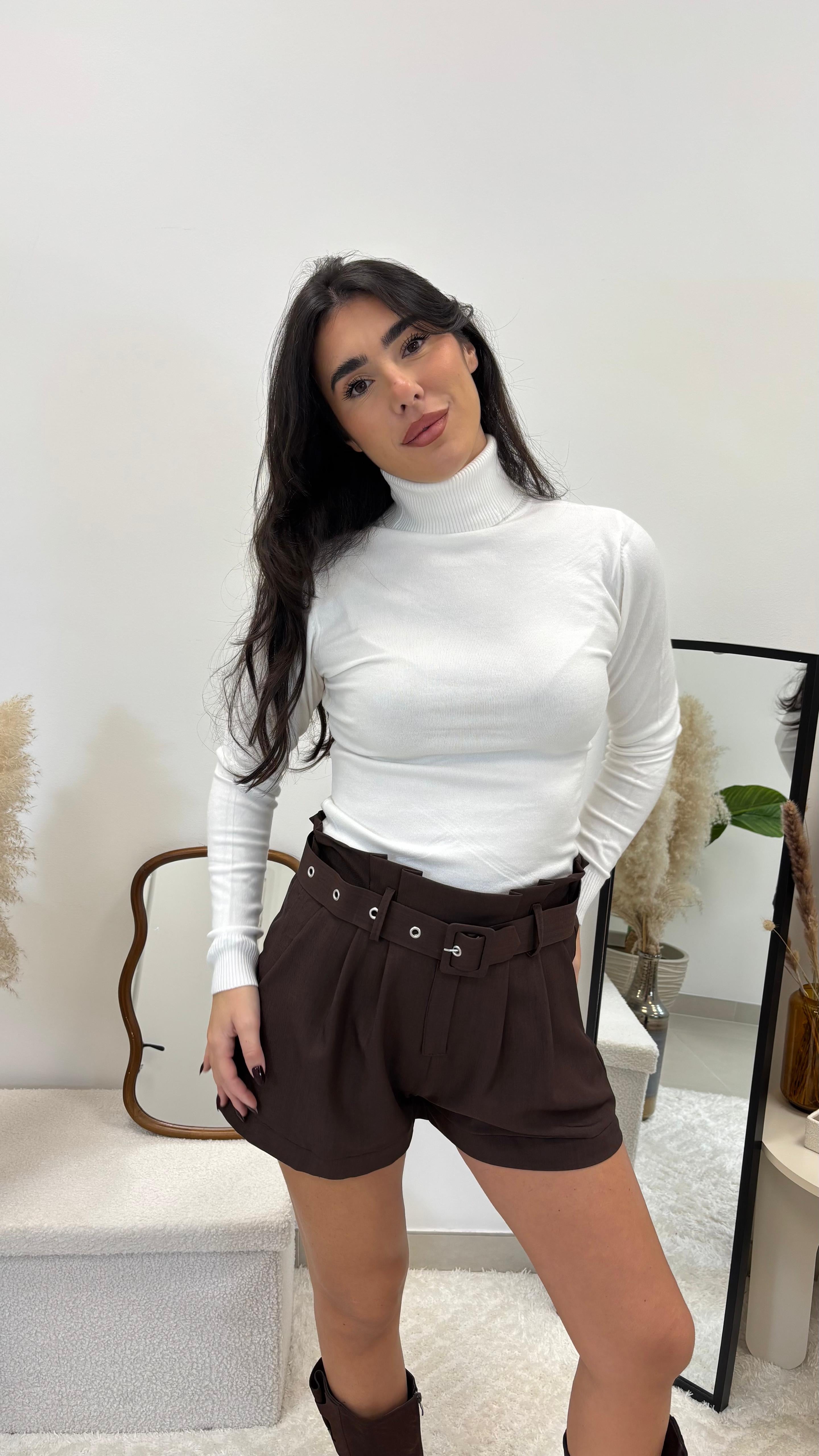 Shorts Tessuto Classico con Cinta Choco