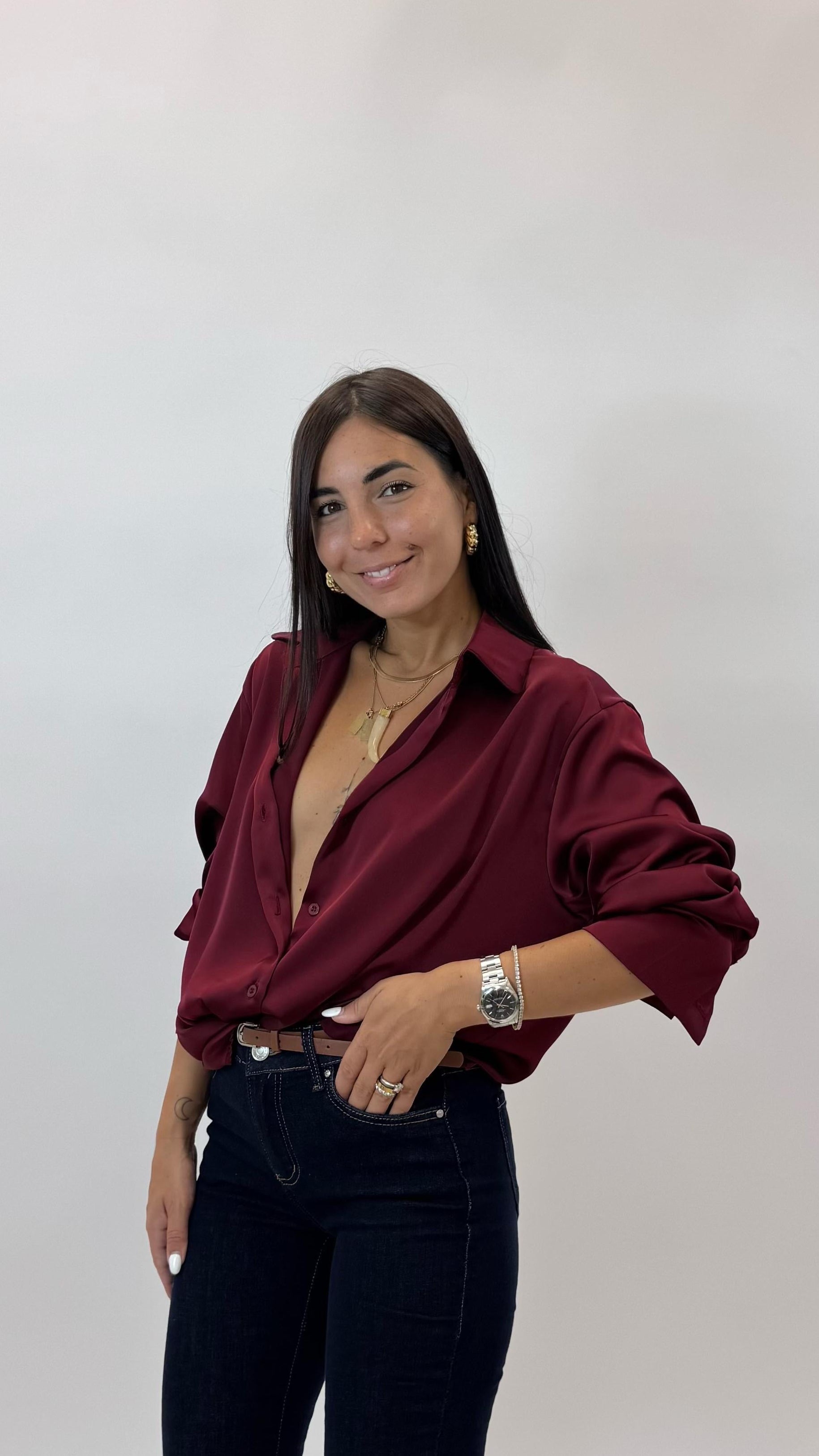 Camicia Silk Rosso India