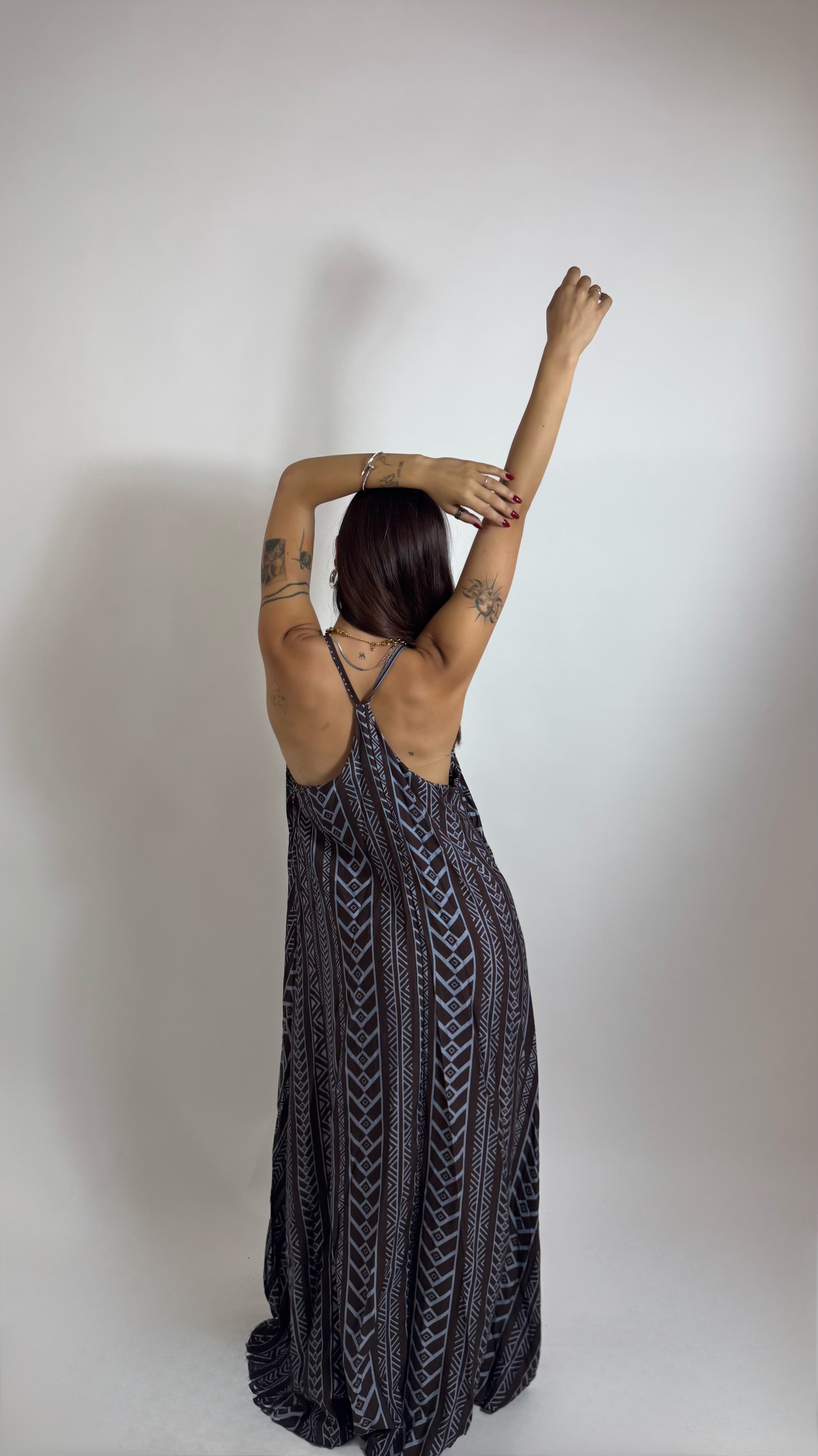 Maxi Dress Tribal Moka/Indaco