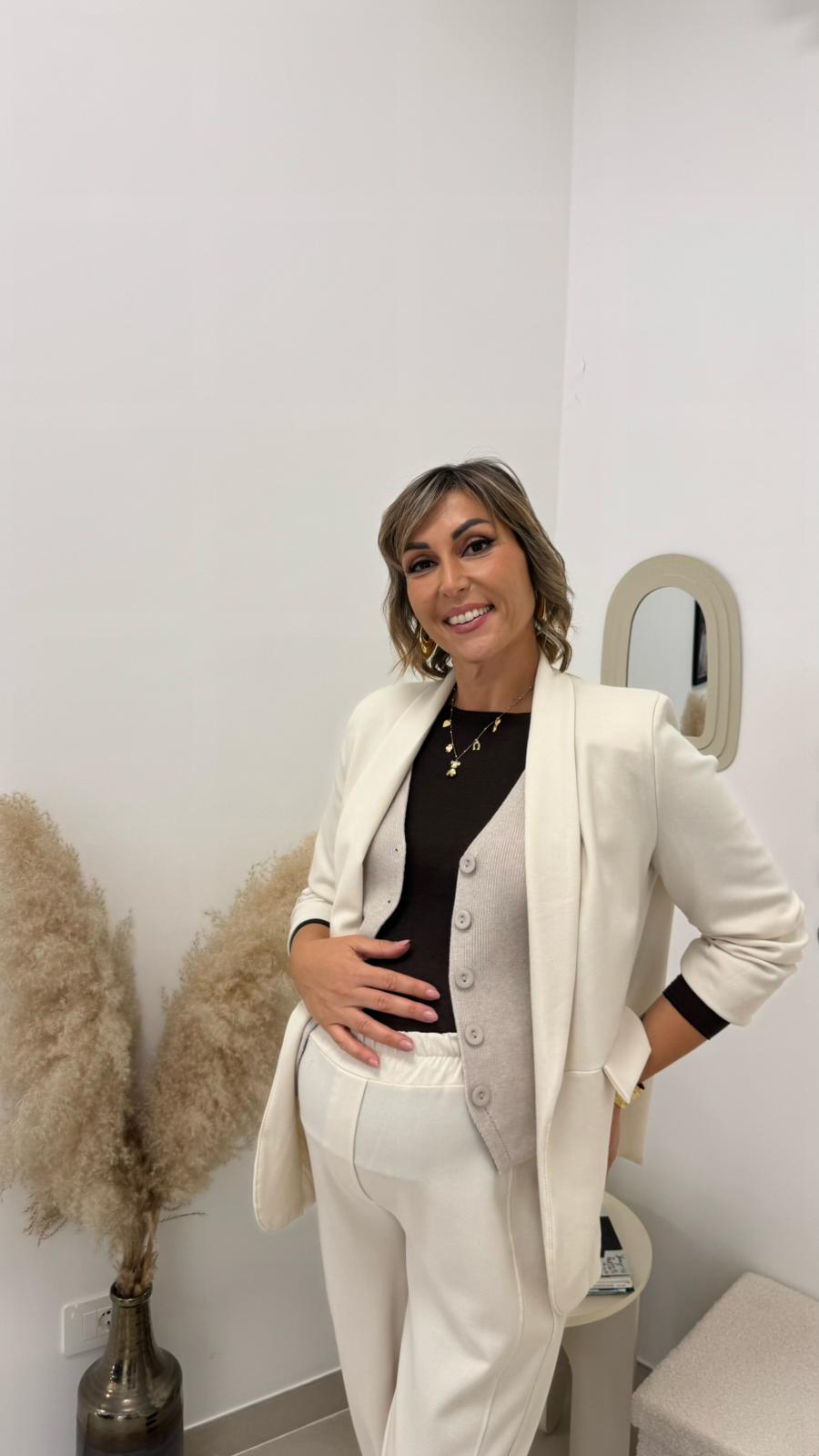 Gilet In Maglina Morbida Ecru