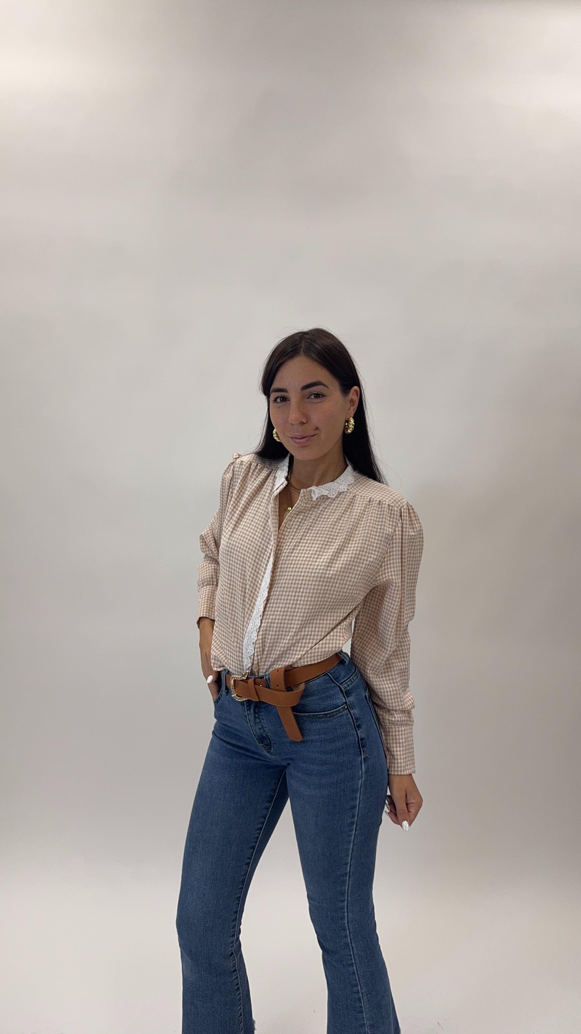 Camicia Vichy con Merletto