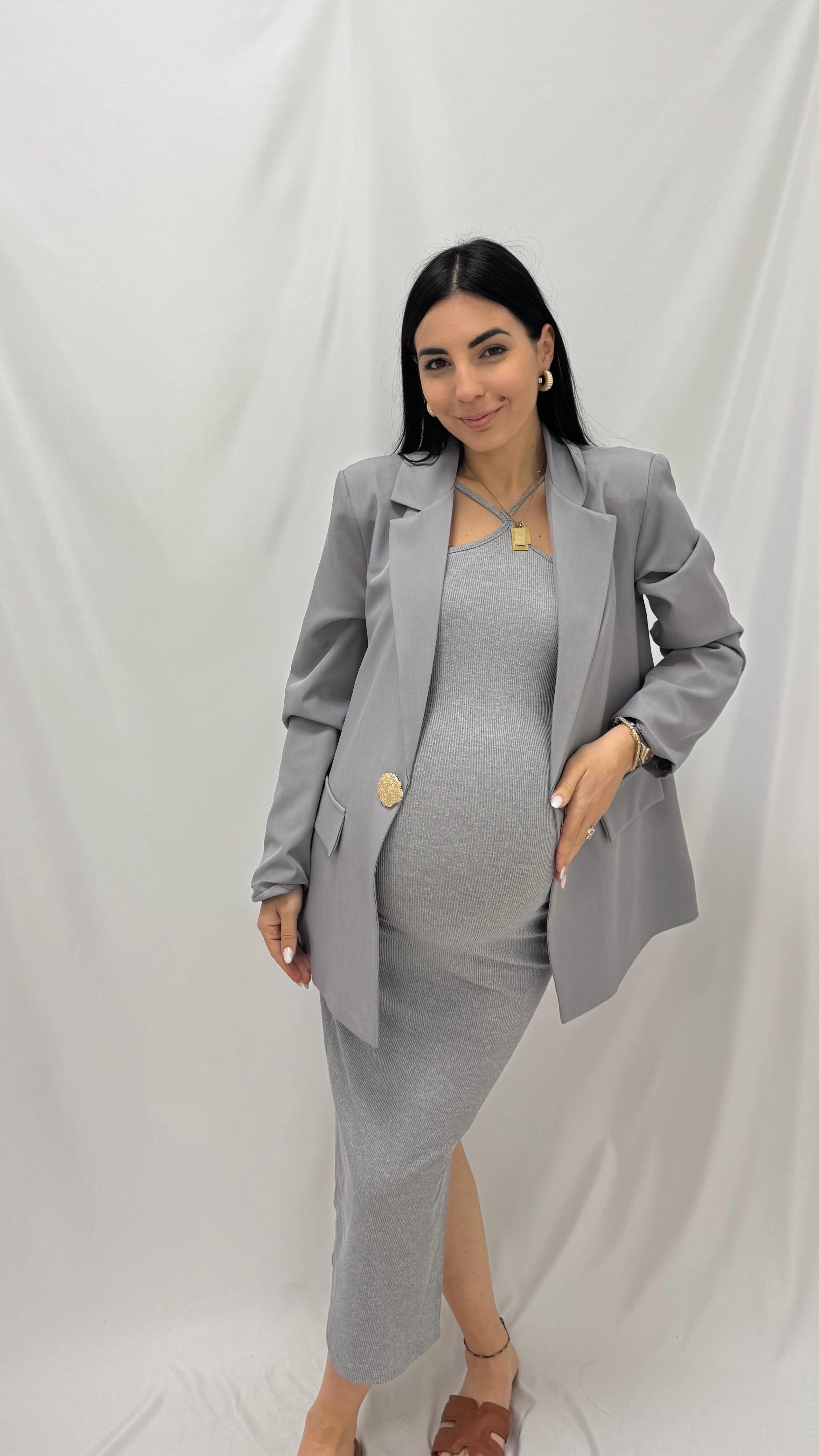 Abito Scollo America Grigio Perla