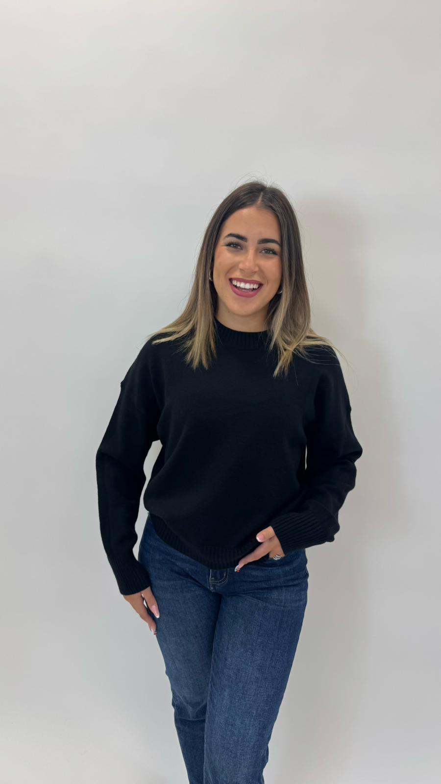 Pulloverone in Maglia Nero