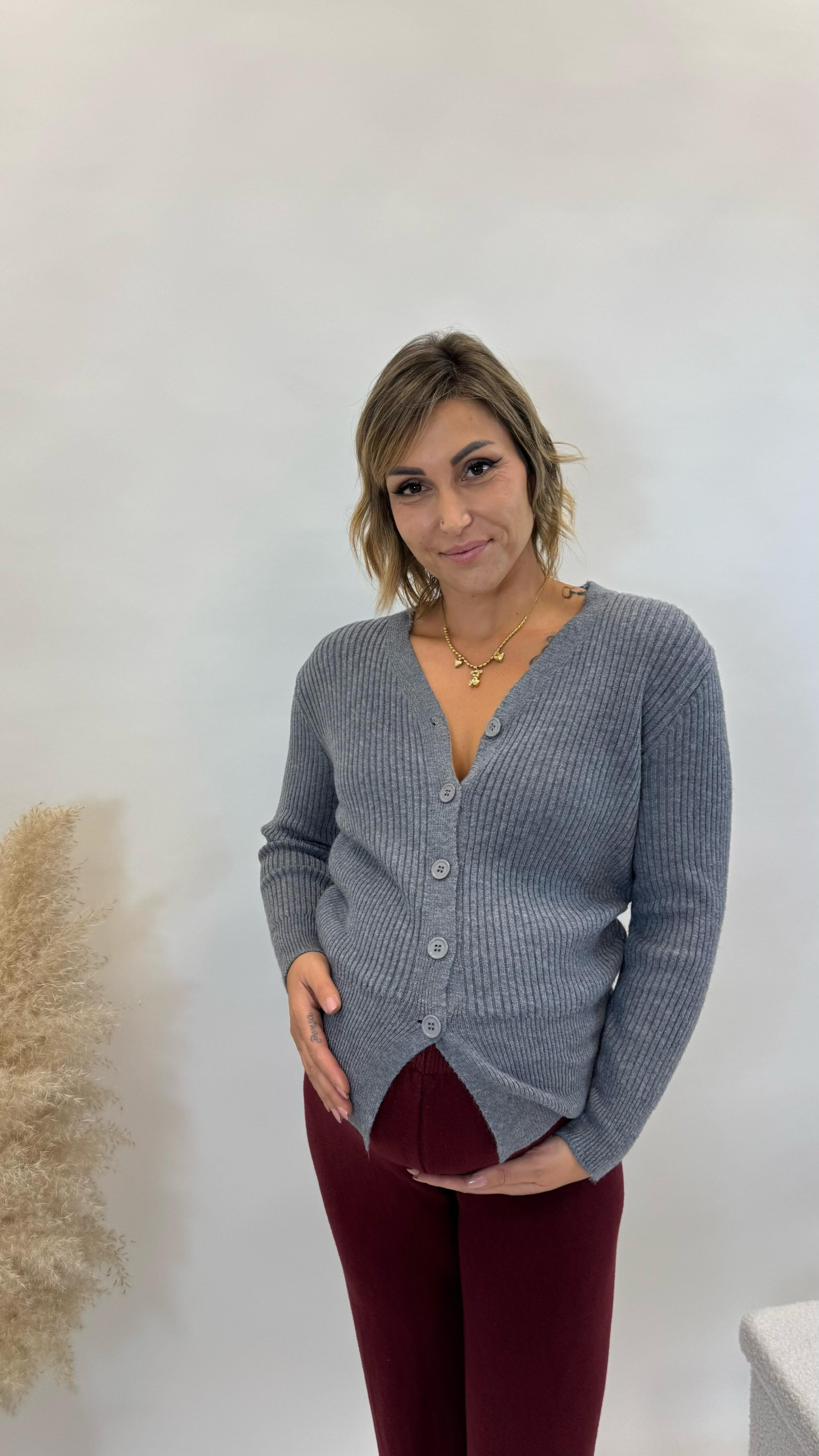Cardigan Pull Grigio Perla