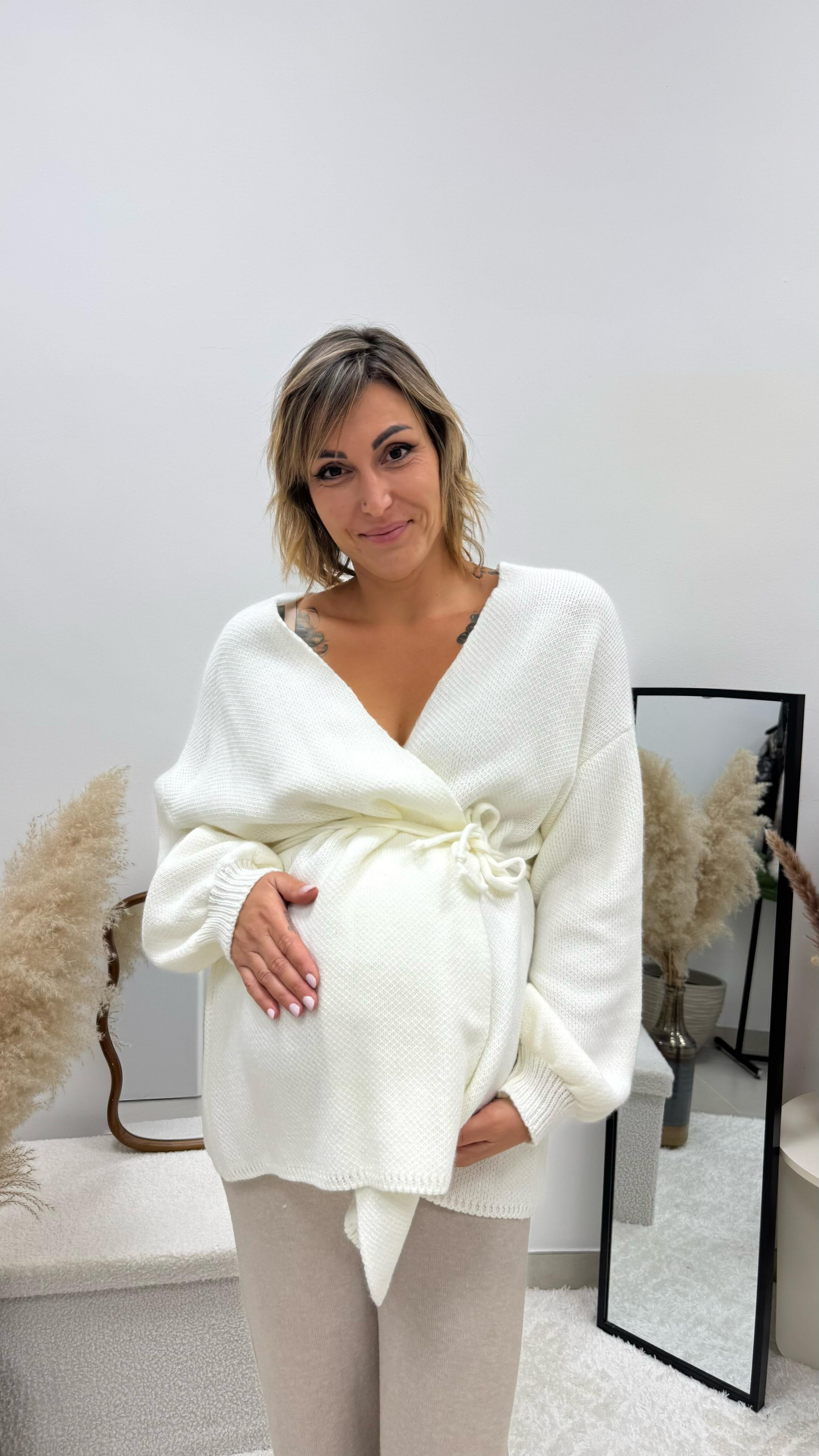 Cardigan Incrociatina Bianco