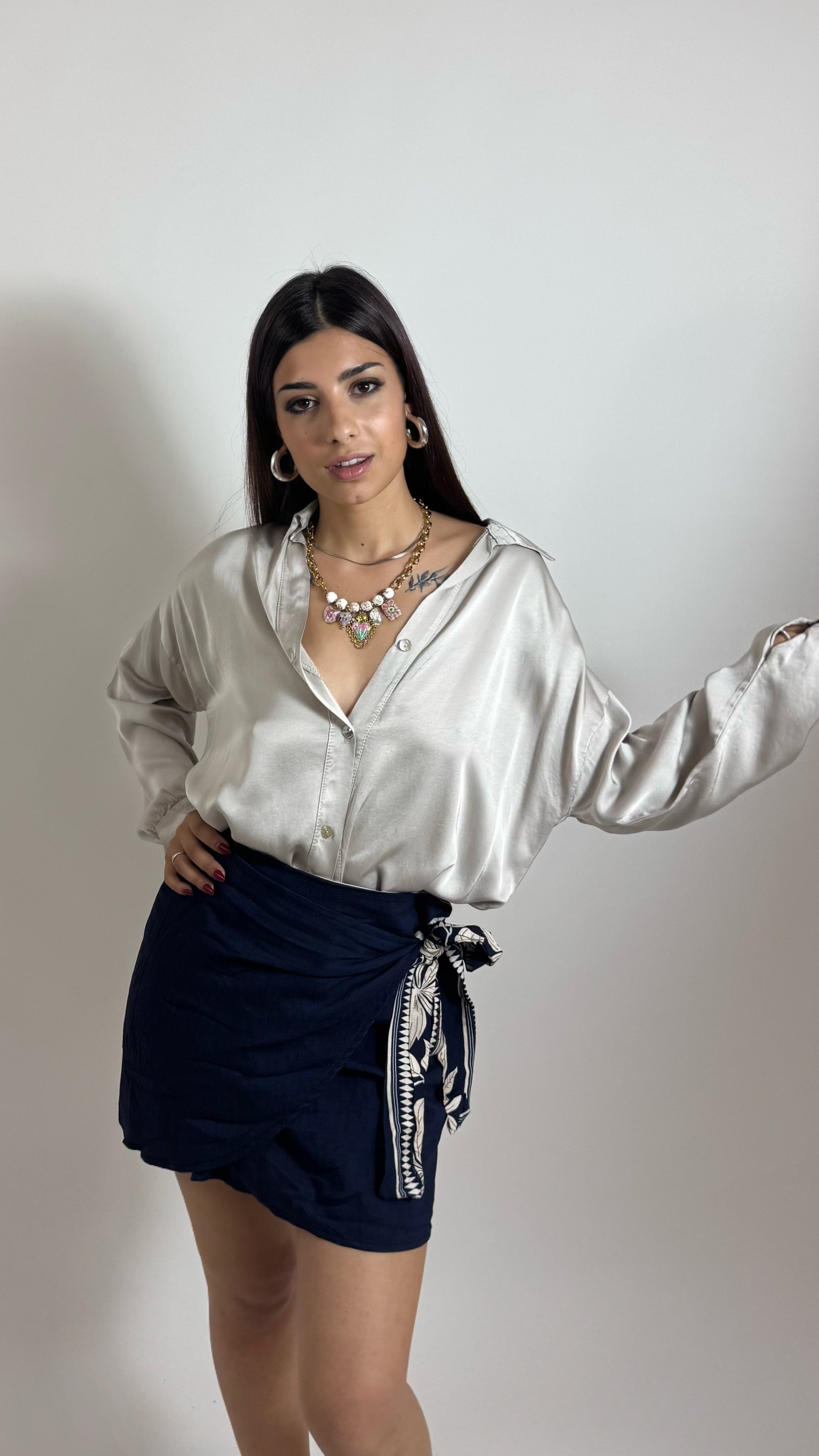 Mini Gonna Pareo Boho Blu