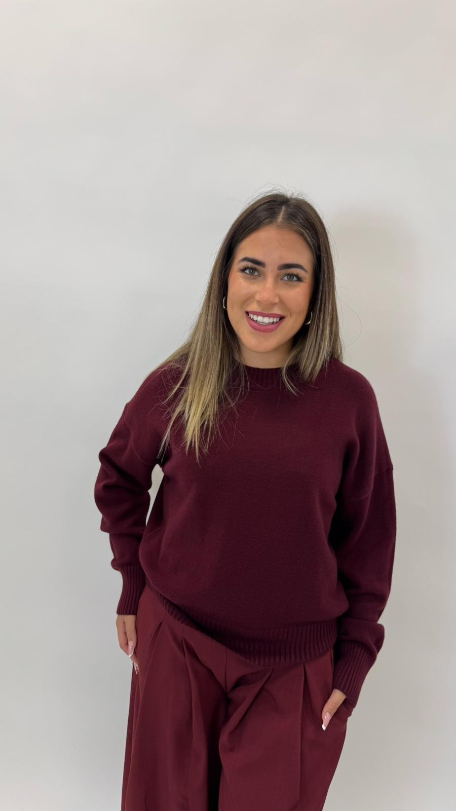Pulloverone in Maglia Burgundy