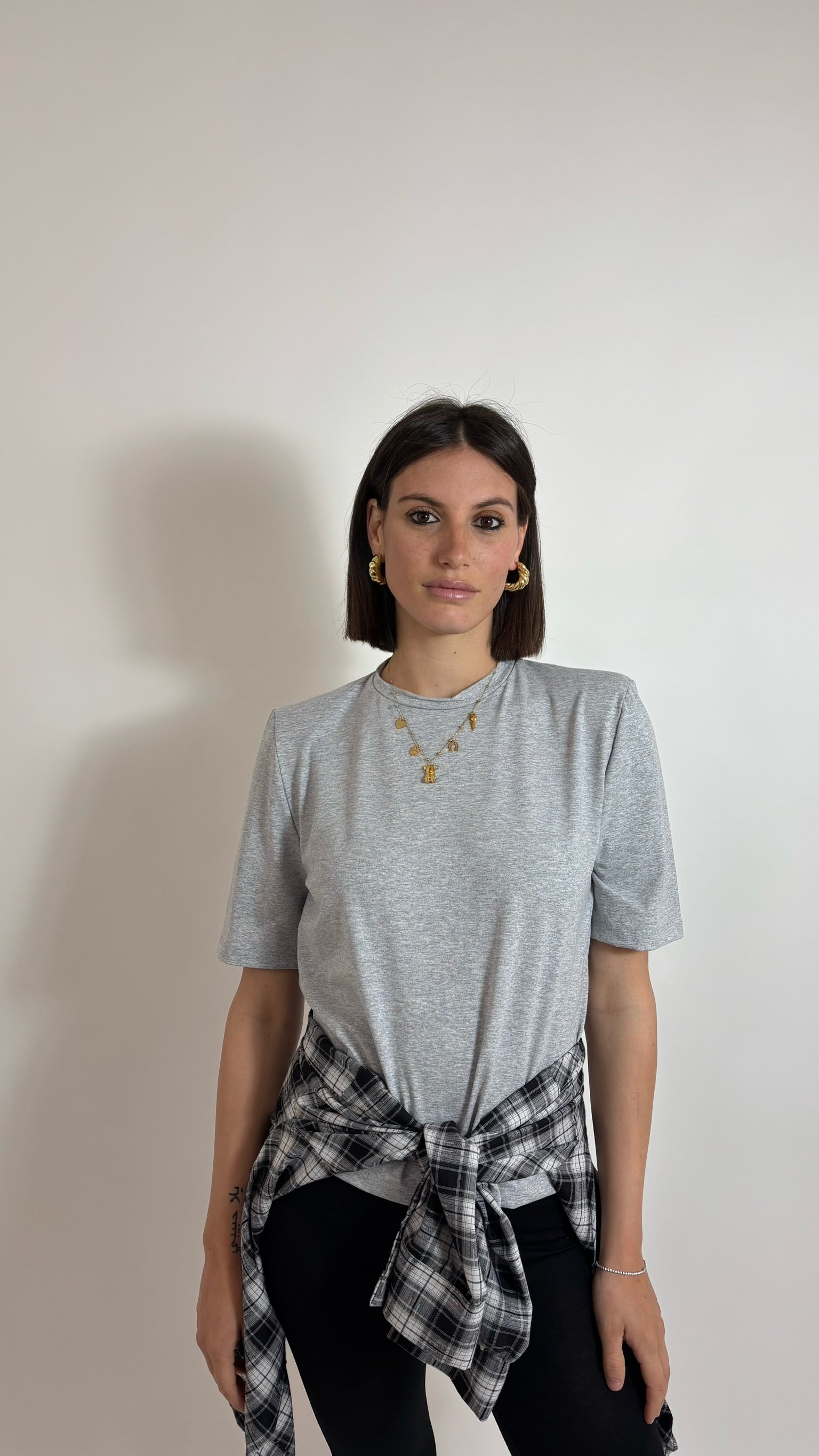 T-shirt con Spalline Grigia