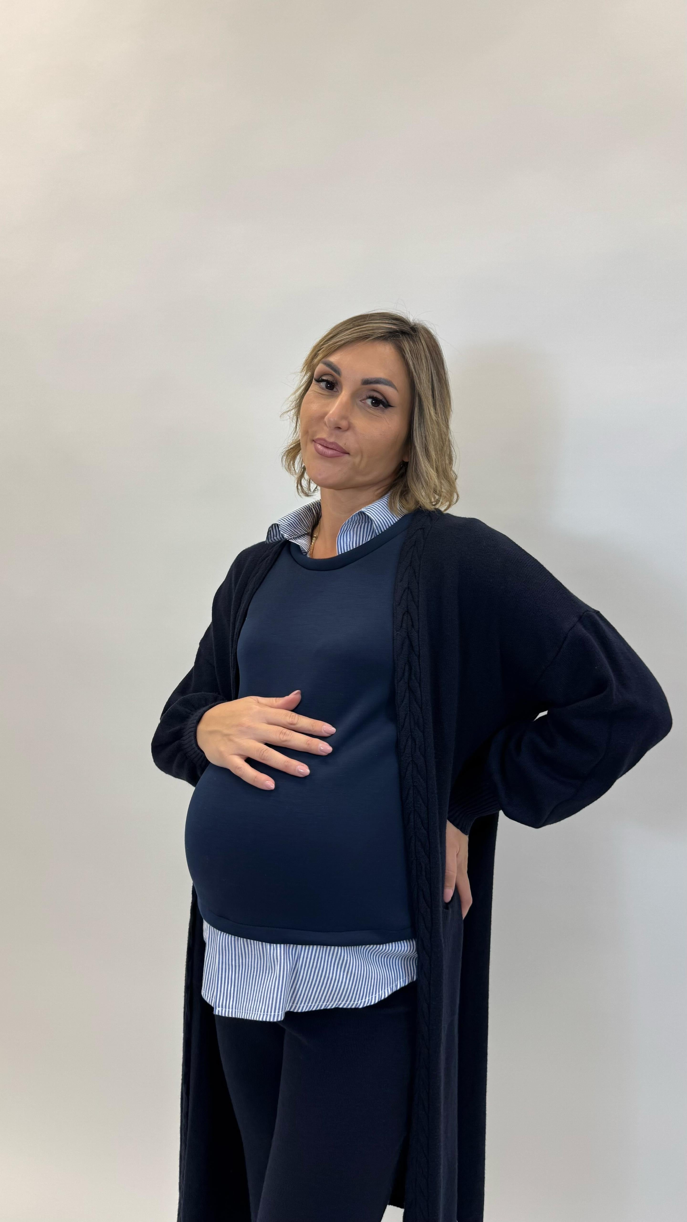 Felpa Camicia Cucita Blu Notte