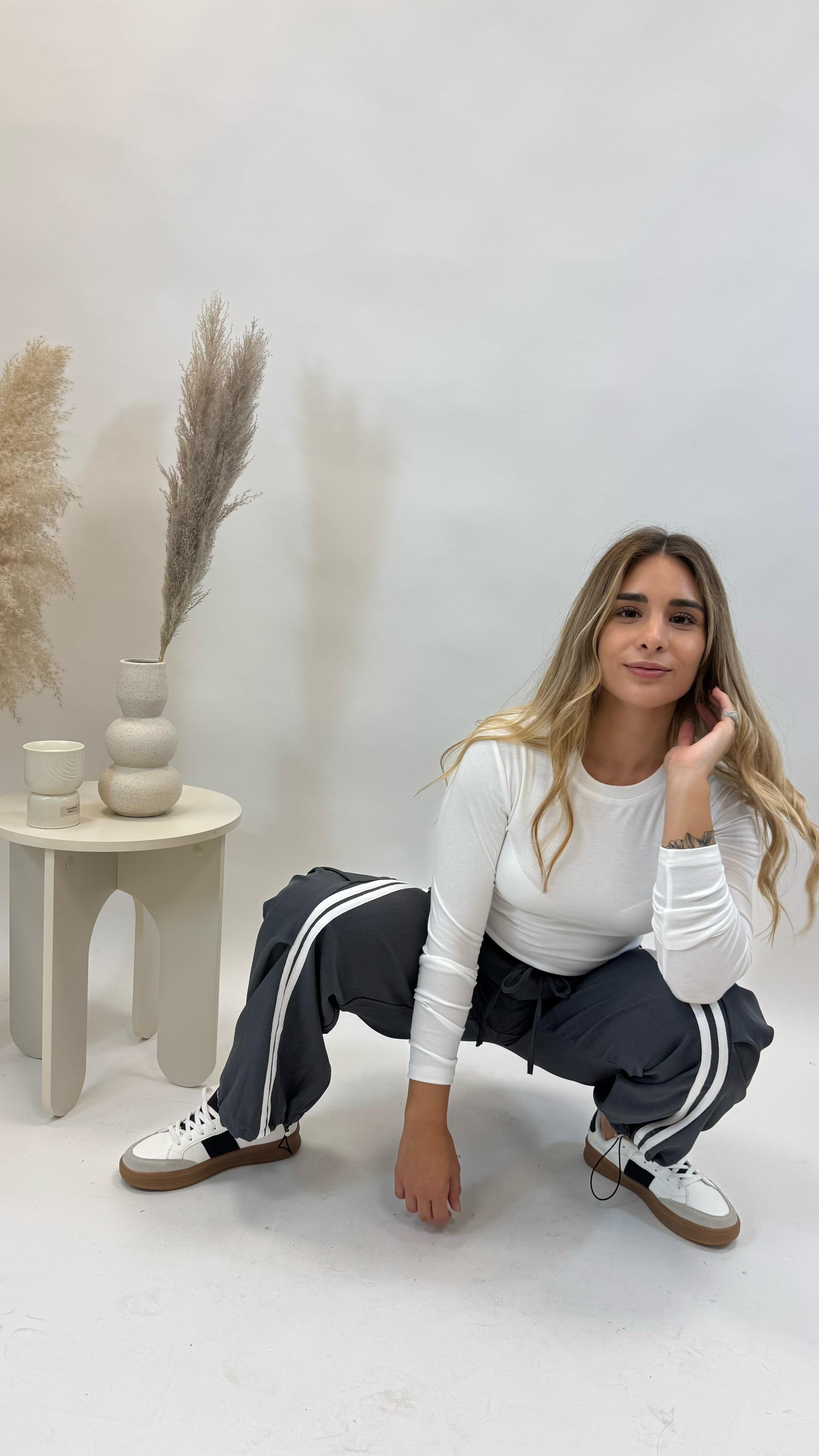 Panta Jogger Banda Laterale Antracite
