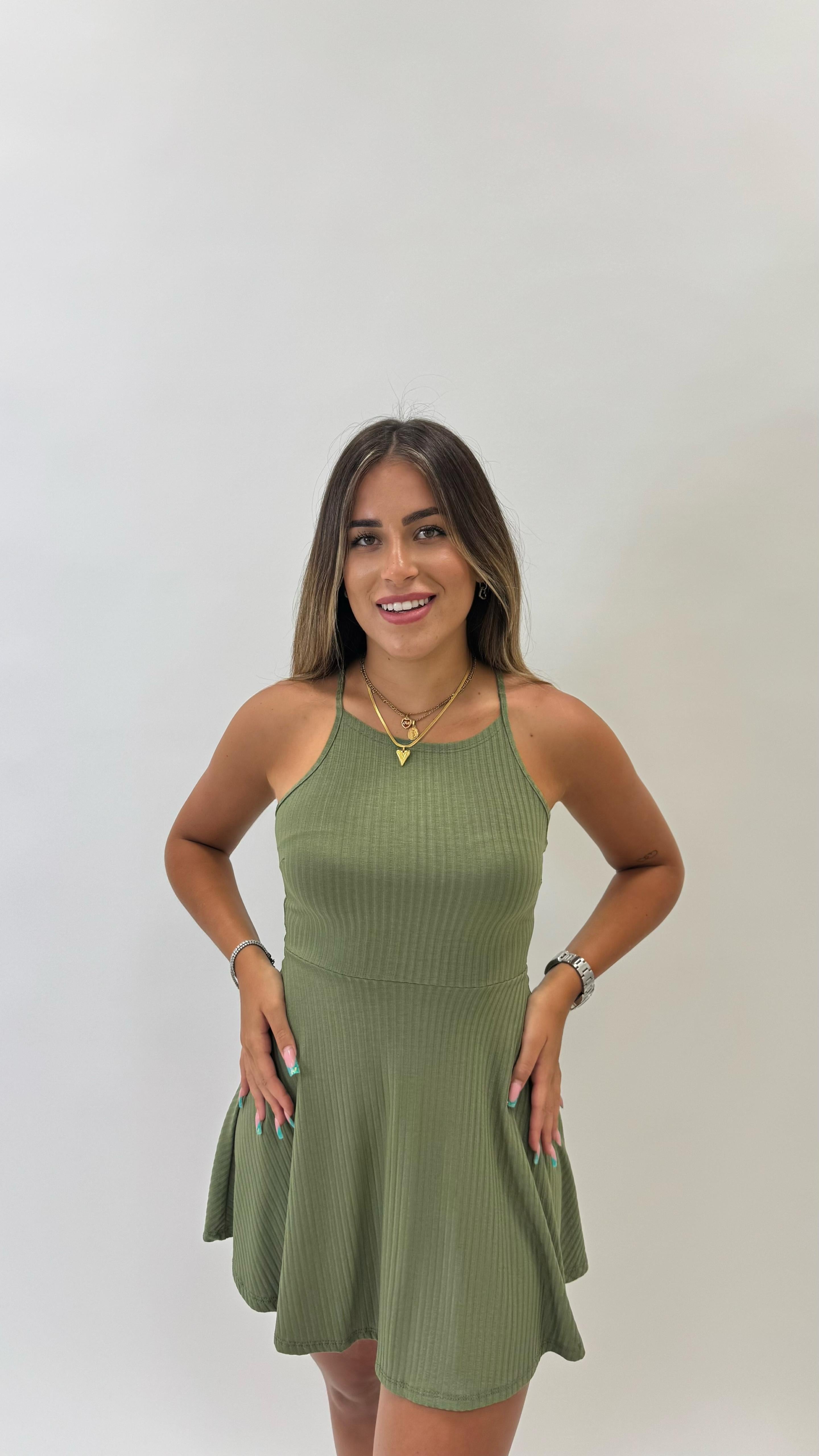 Minidress Ruota Coste Strette Military Olive