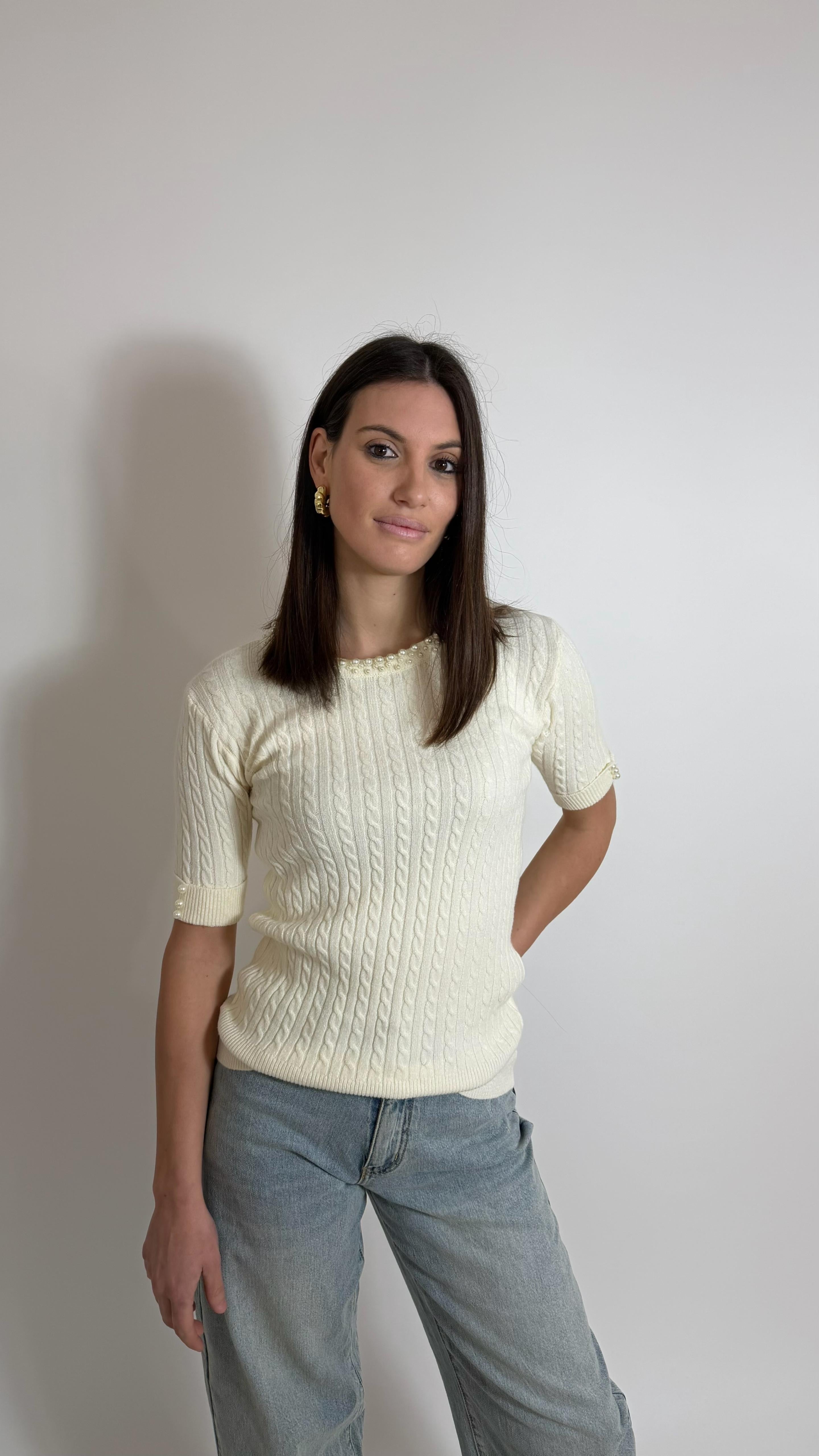 Pull Treccia e girocollo Perle