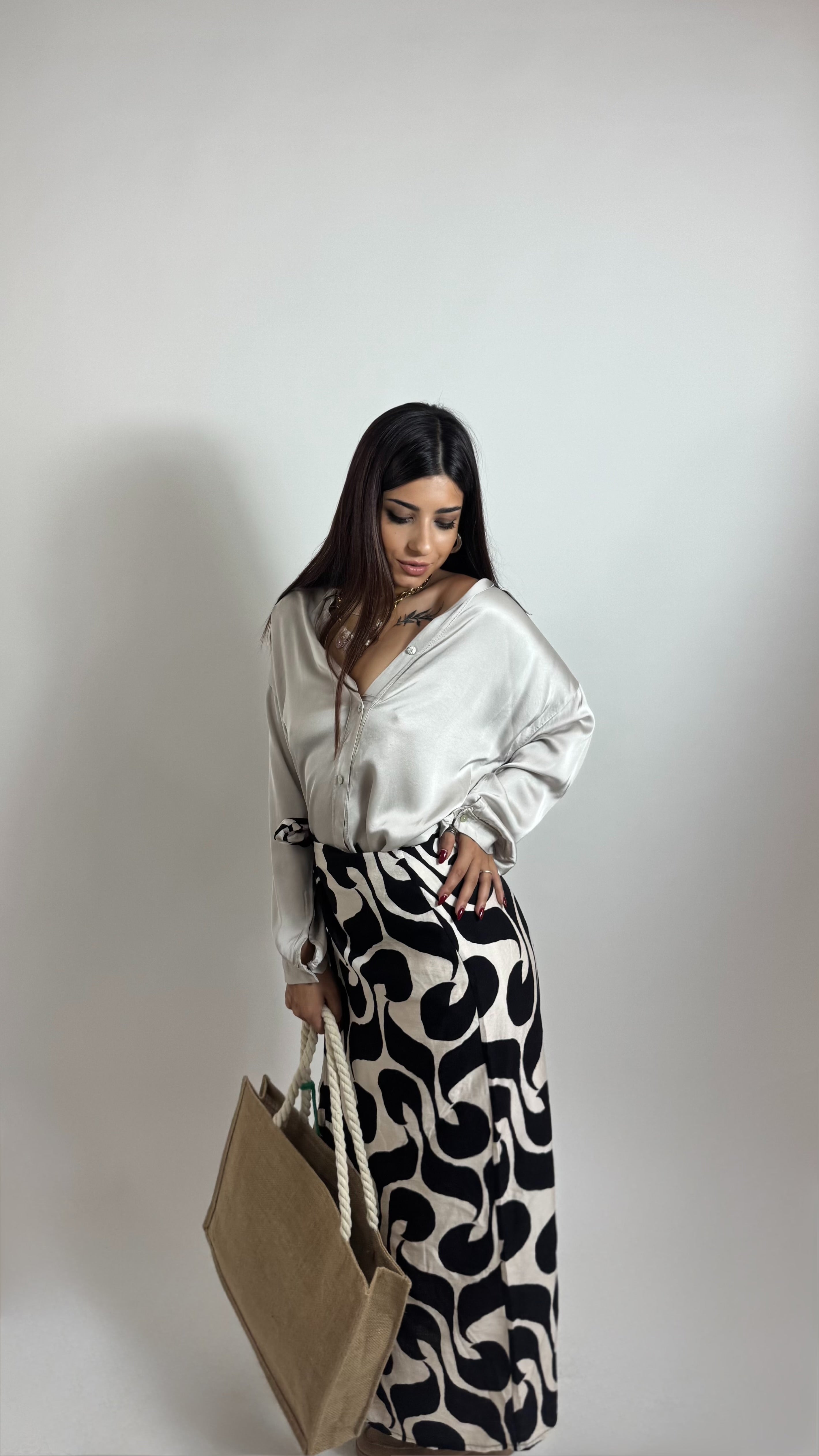 Gonna Pareo Midi Aesthetic Black/White