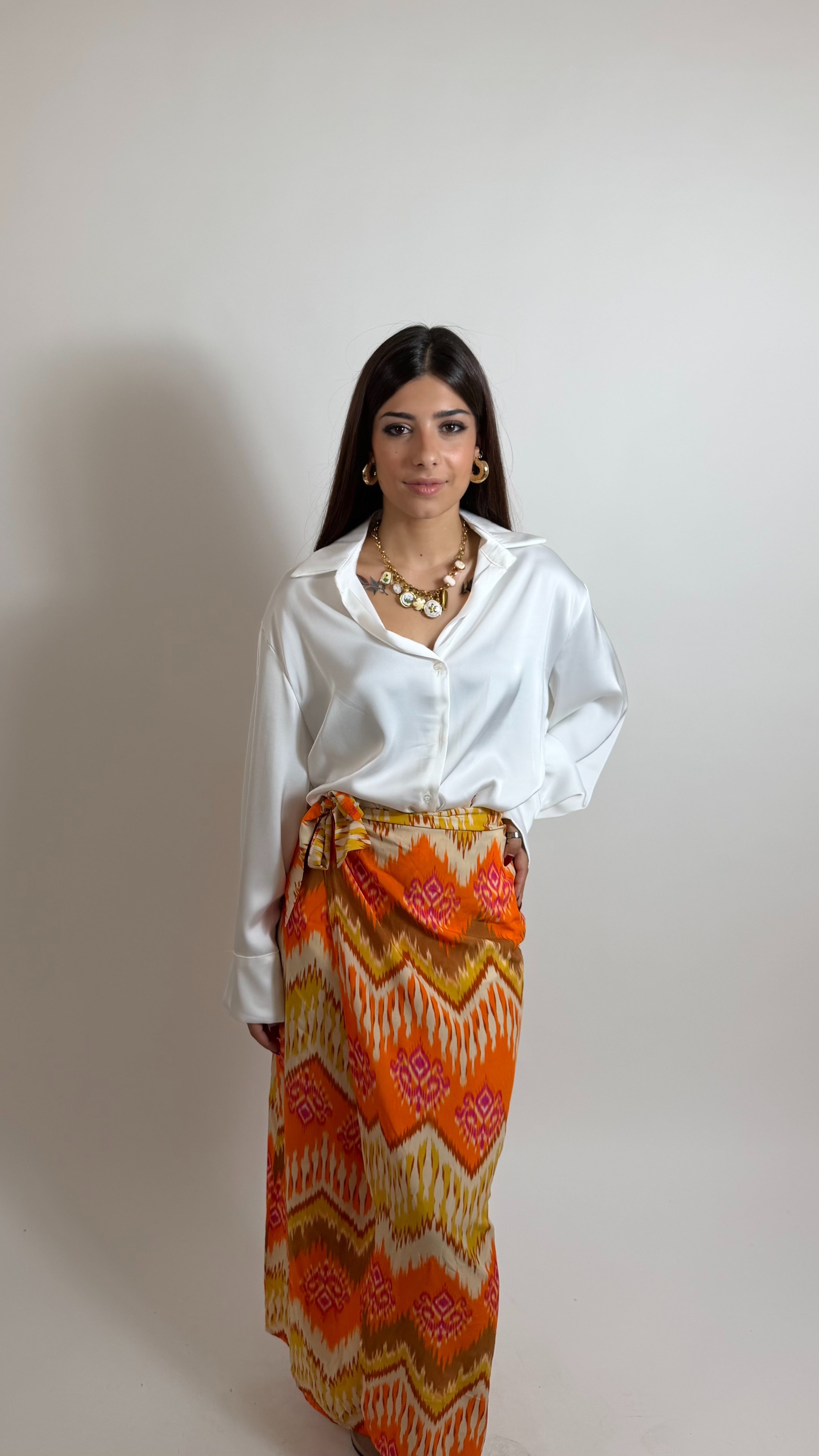 Gonna Pareo Midi Etnica Orange