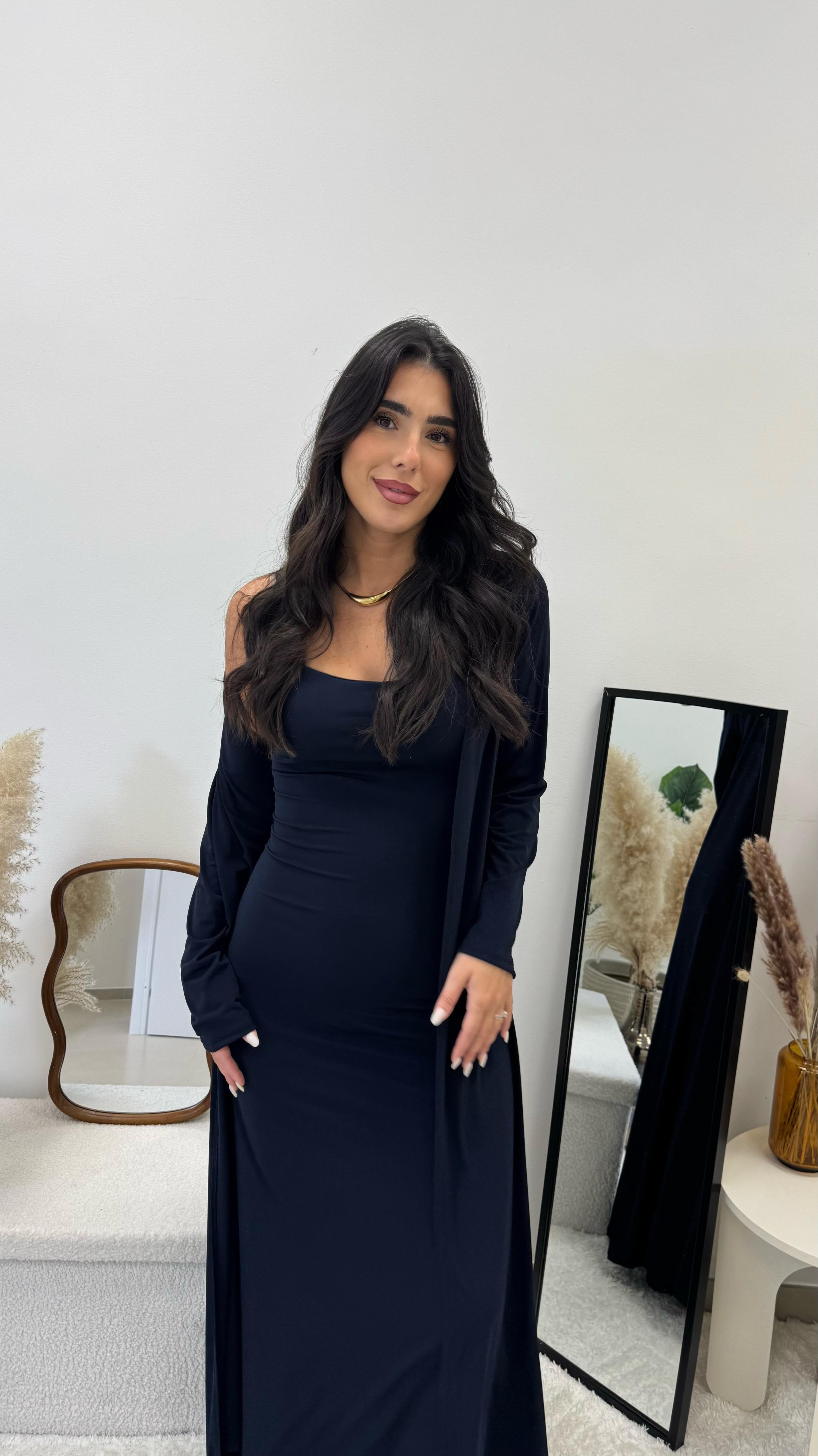 Abito Lycra Stretch con Cardigan Blu Notte