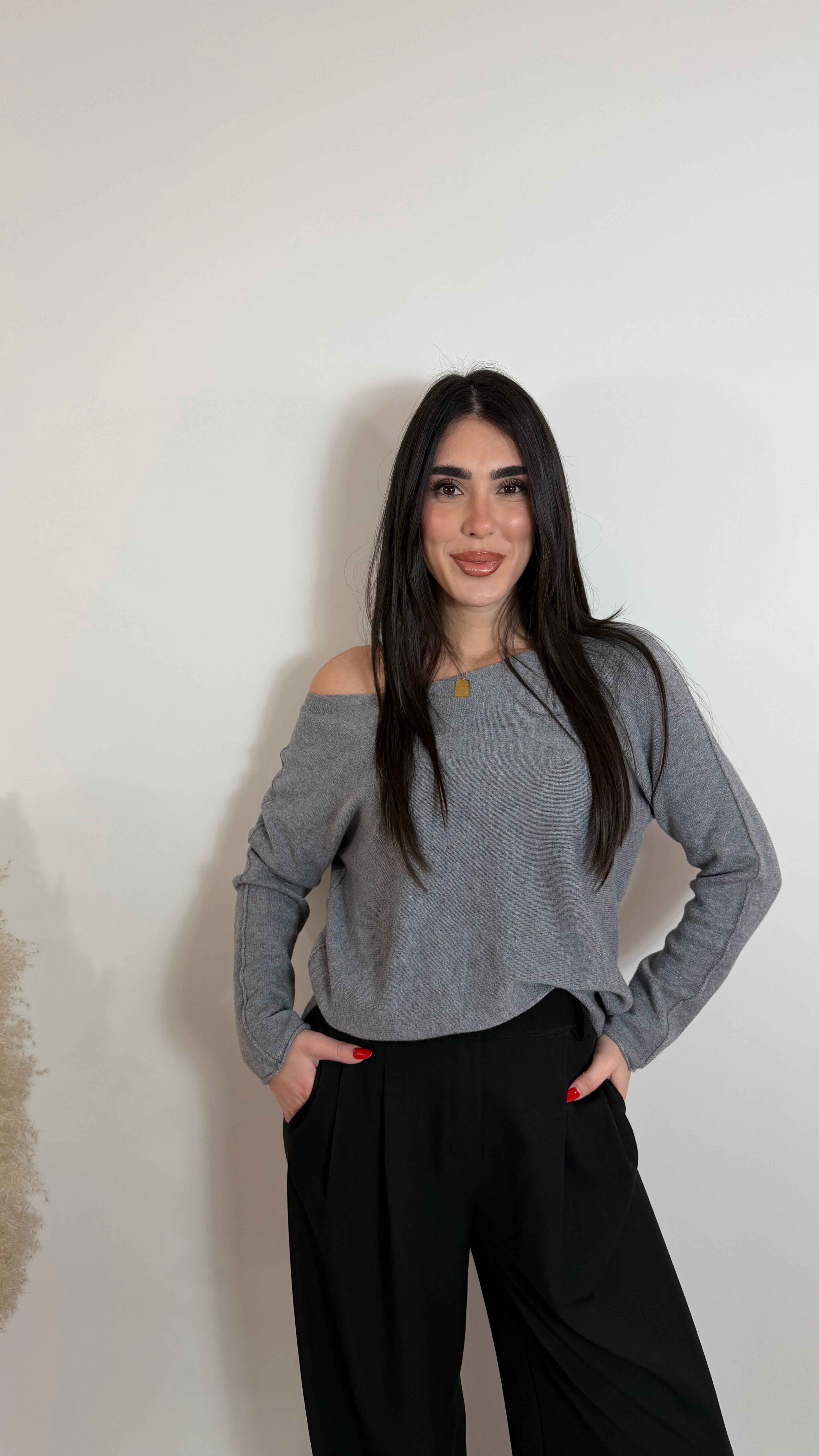 Pull Viscosa Girocollo Grigio Perla