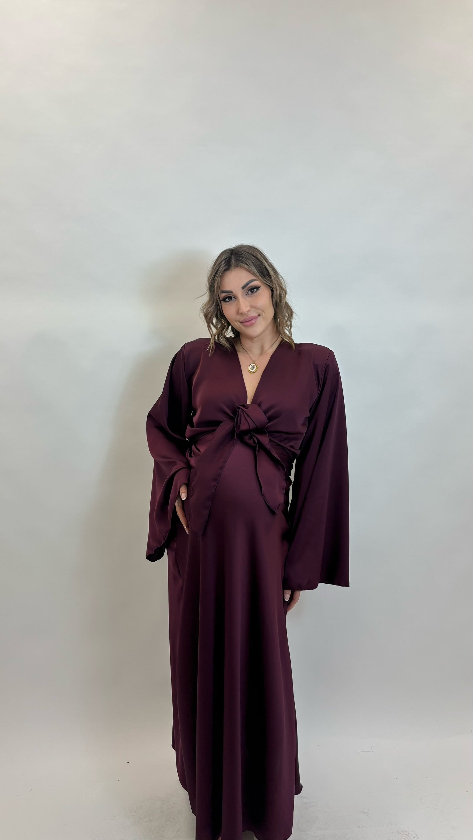 Set Silk Top & Skirt Burgundy