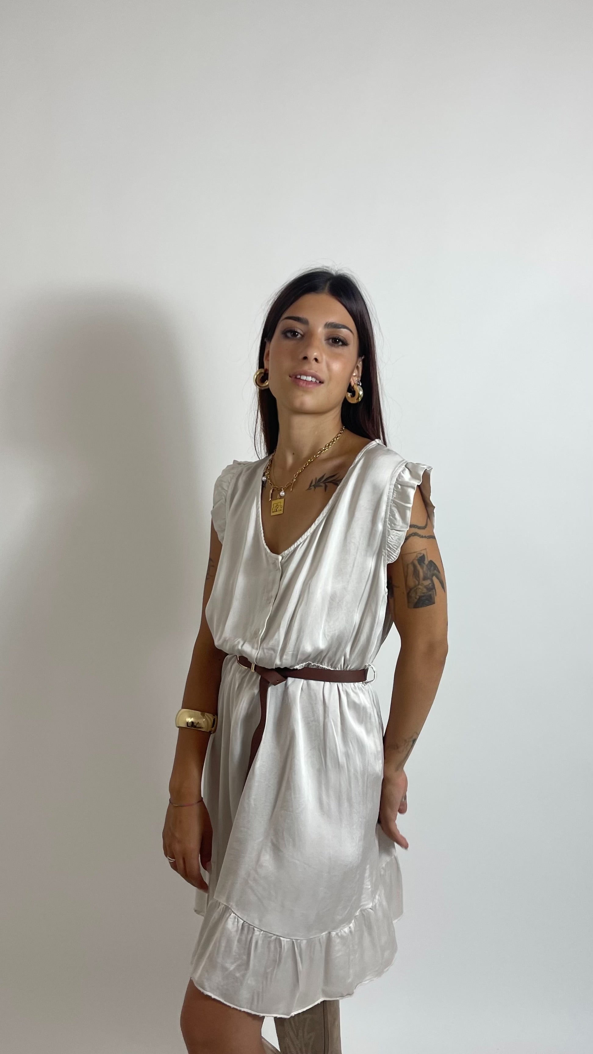 Mini Dress Soft Volant Burro