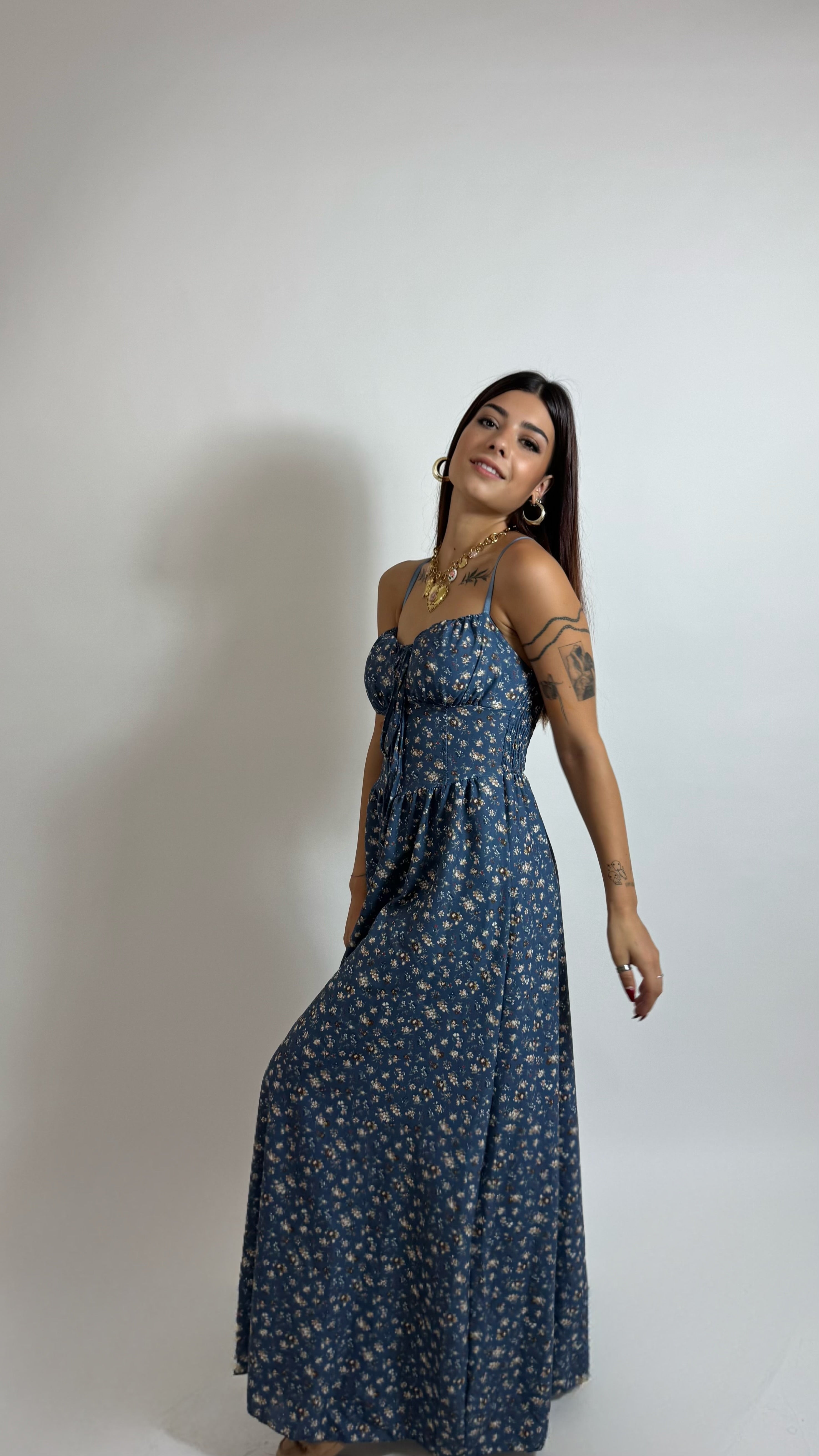 Abito Greta Flowers Indaco