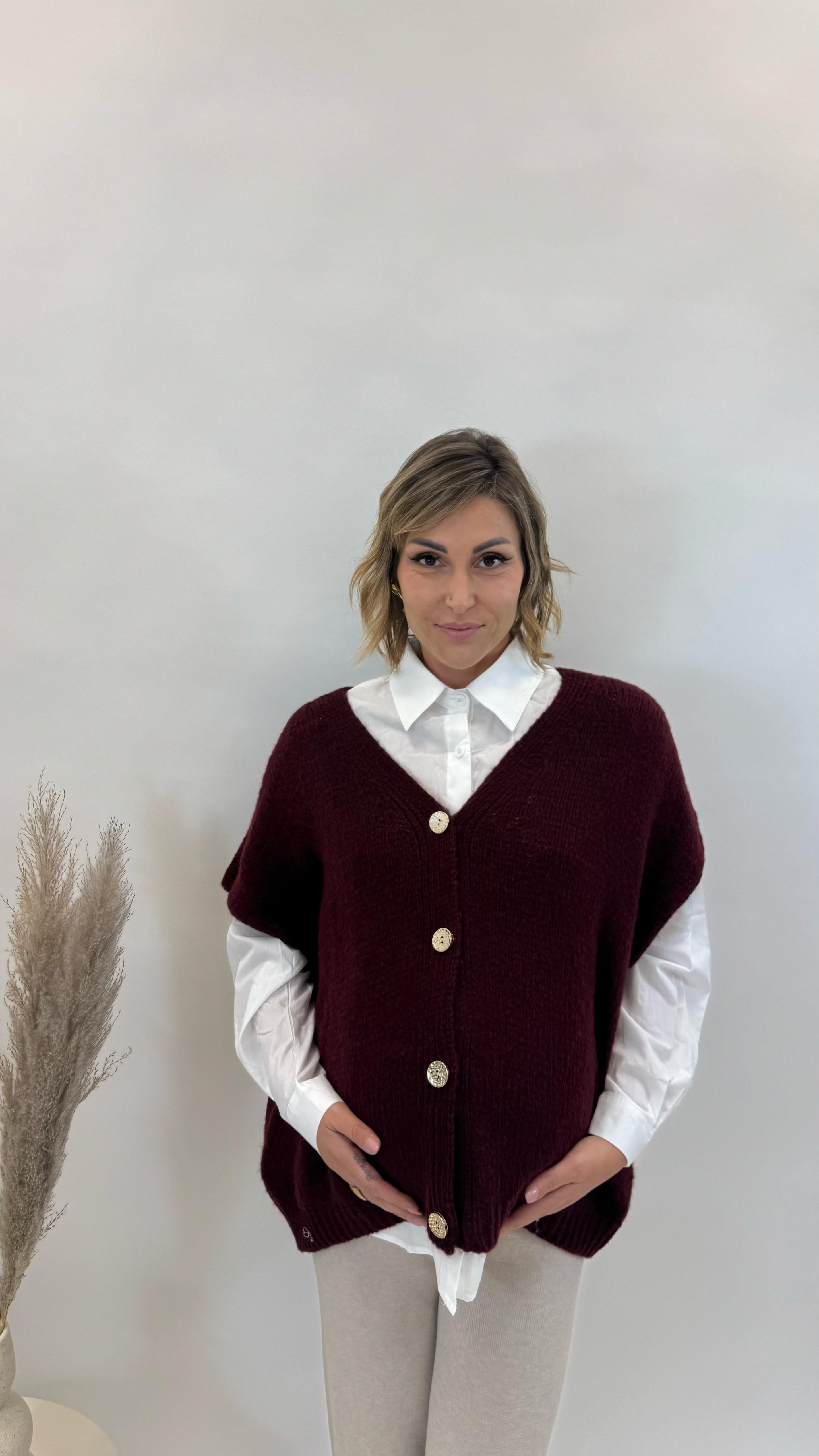 Pull Gilet Oversize Burgundy