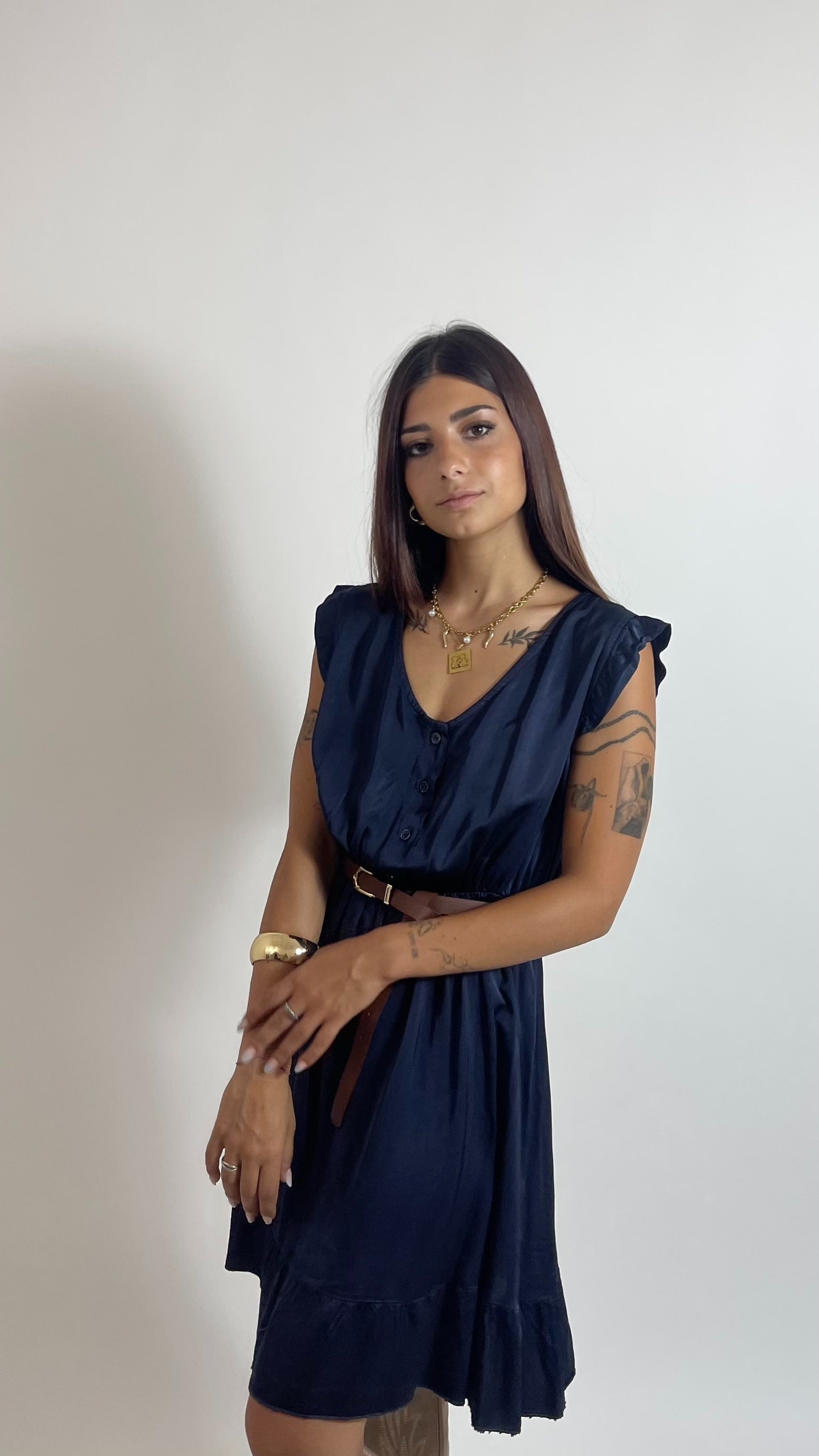 Mini Dress Soft Volant Blu