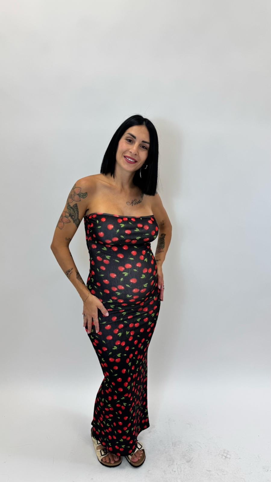 Abito Fascia Cherry Nero