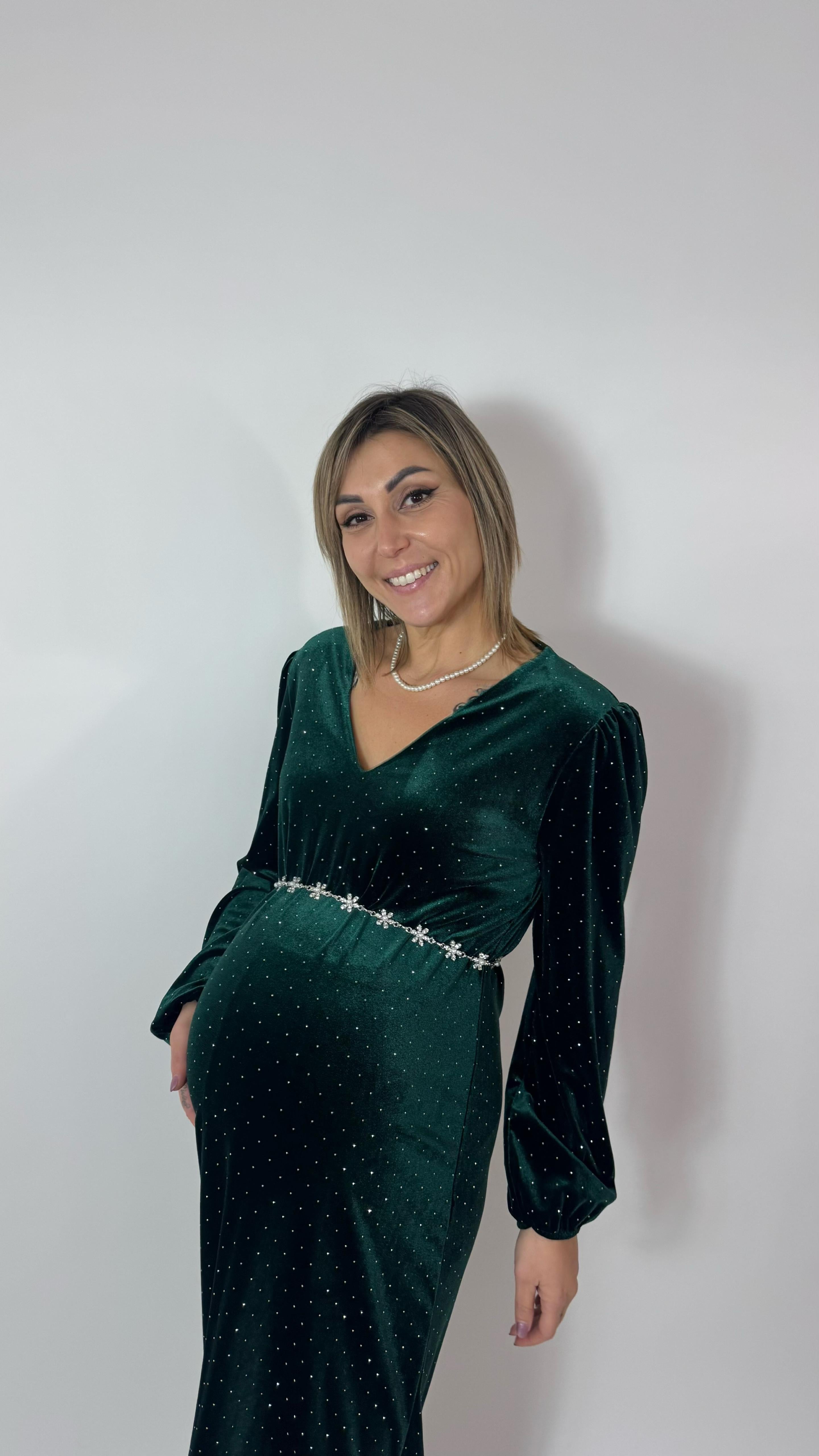 ✨Abito Velvet Sparkling Verde Bosco
